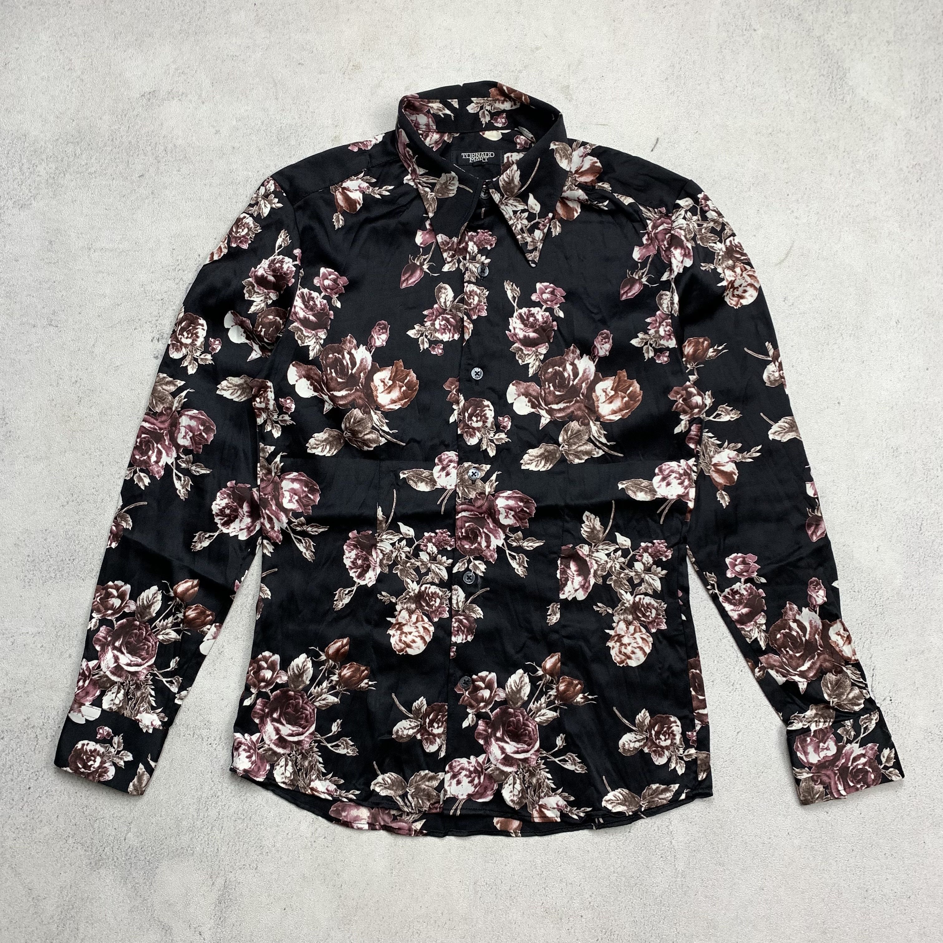 Tornado Mart Tornado Mart Black Rose Floral Button-Up Shirt Size US M / EU 48-50 / 2 - 1 Thumbnail