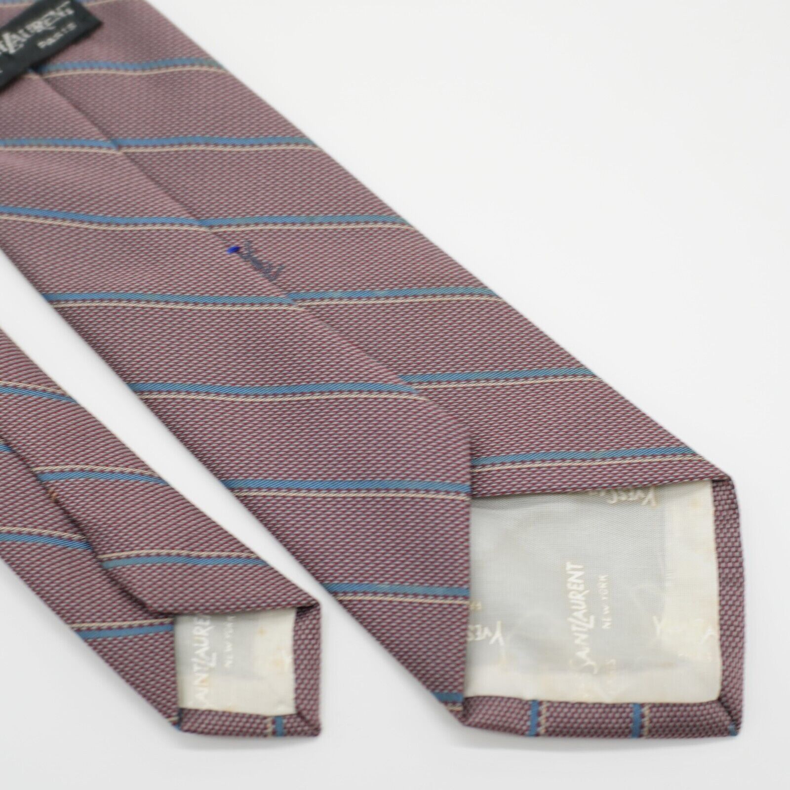 Yves Saint Laurent Yves Saint Laurent Purple Teal Woven Striped Short Skinny Si Size ONE SIZE - 4 Thumbnail