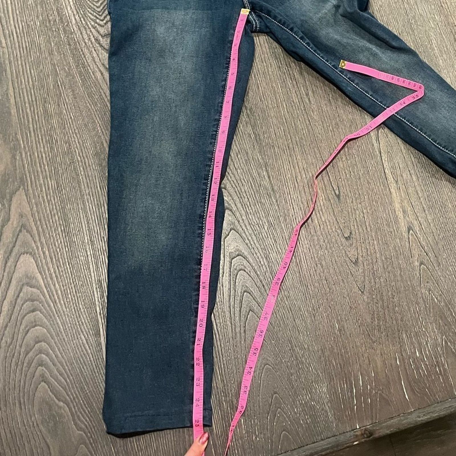 Vintage Earl Jean Slim Boot Dark Wash Faded Embroidered Jeans Size 4 Size 27" / US 4 / IT 40 - 4 Thumbnail