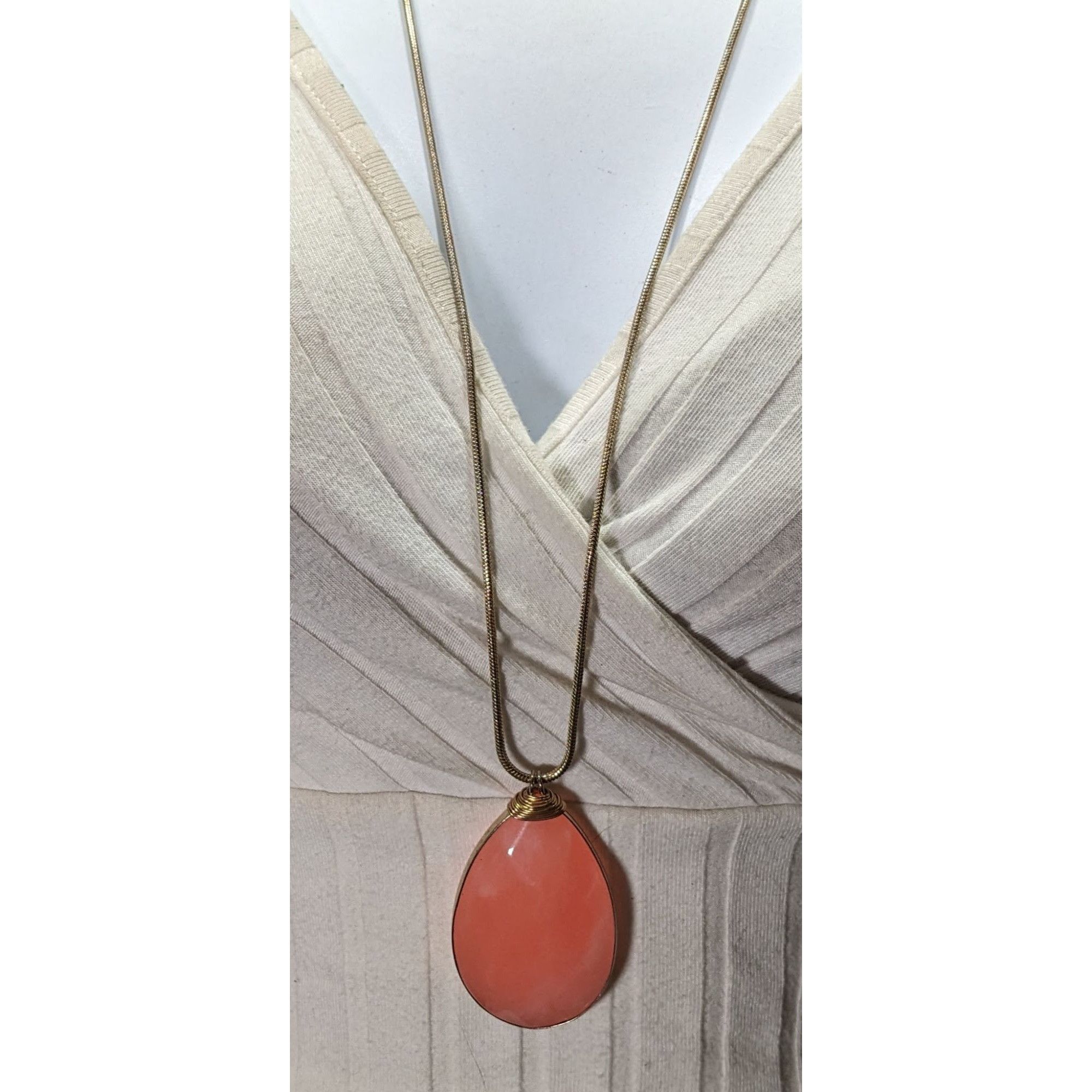 Other Retro Teardrop Simulated Pink Agate Faceted Teardrop Necklac Size ONE SIZE - 5 Thumbnail