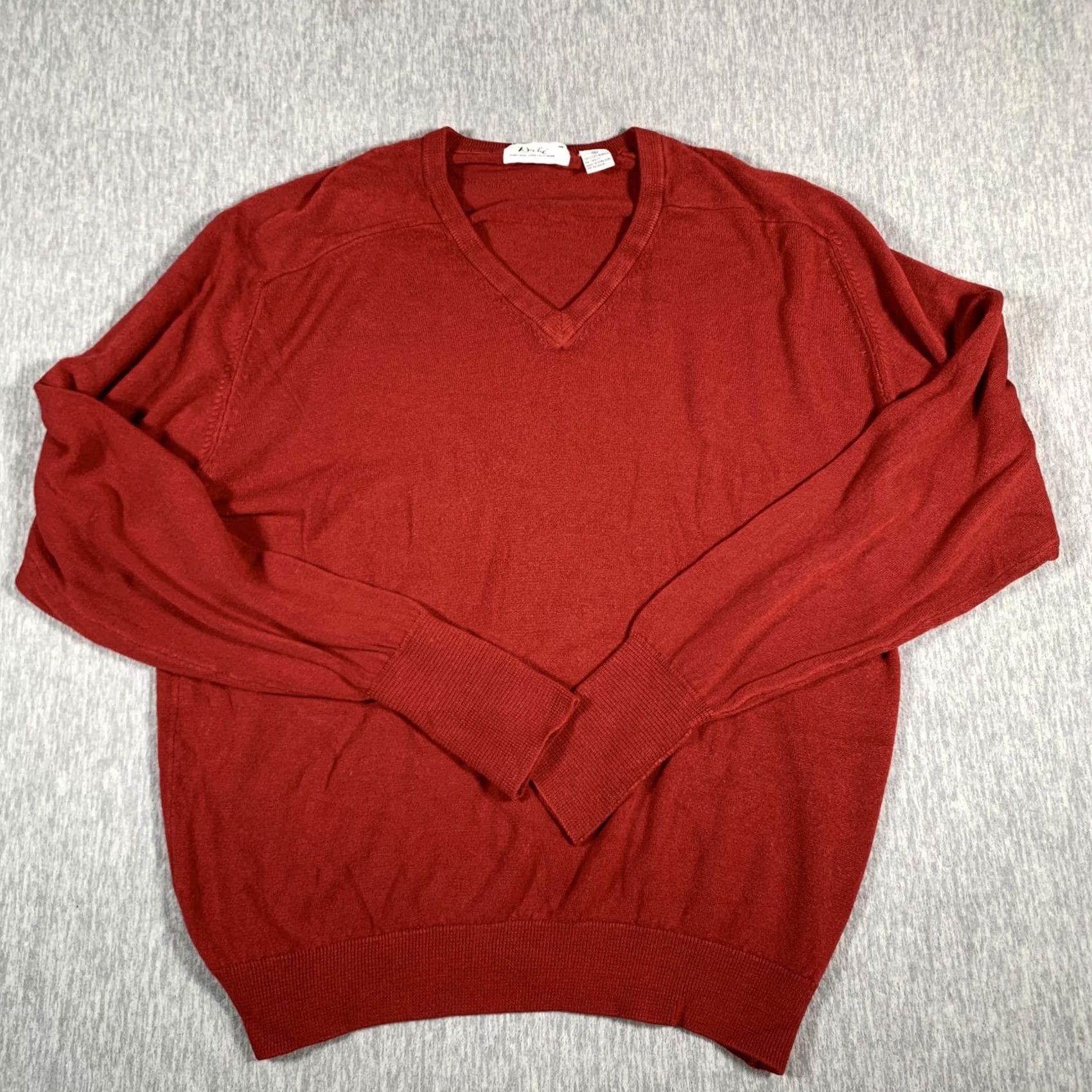 Vintage Dache Sweater Mens XL Red V-Neck Acrylic Knit Pullover Lightweight Long Sleeve Size US XL / EU 56 / 4 - 2 Thumbnail
