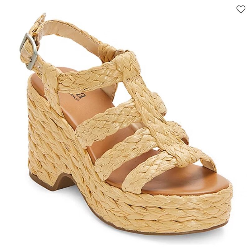 Other a.n.a Womens Merlin Wedge Sandals Brown Natural Size 9M Size US 9 / IT 39 - 1 Thumbnail