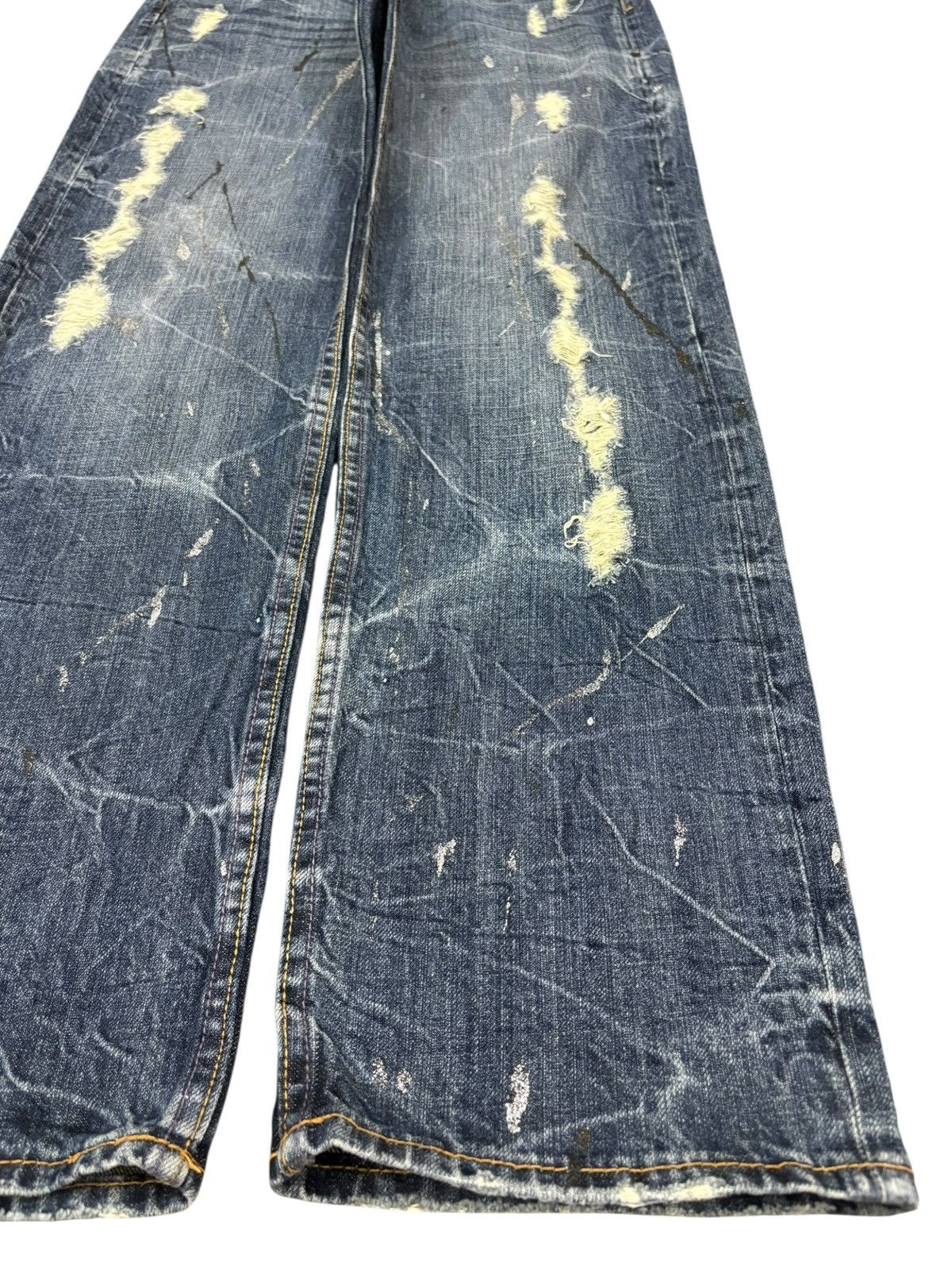 Japanese Brand Vintage Japanese Brand Paint Splattered Distress Loose Jeans Size 31" - 7 Thumbnail