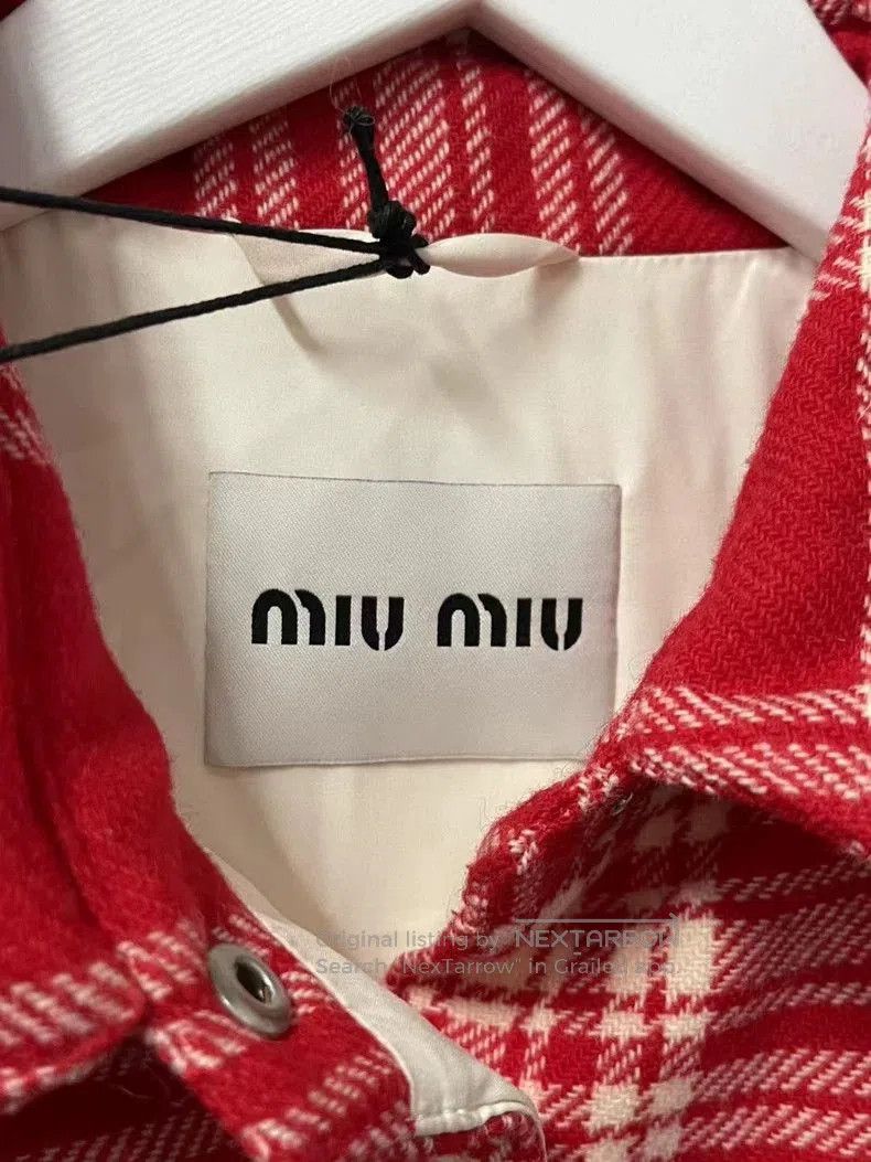 Miu Miu MiuMiu Red Plaid Cotton Jacket with Pockets. Size US M / EU 48-50 / 2 - 6 Thumbnail
