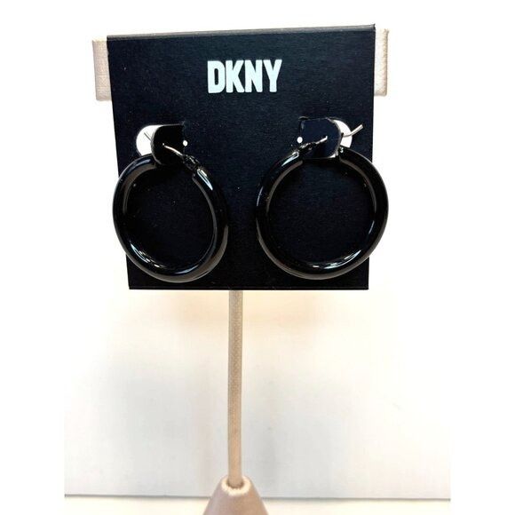 DKNY DKNY BLACK HOOP EARRINGS Size ONE SIZE - 1 Thumbnail