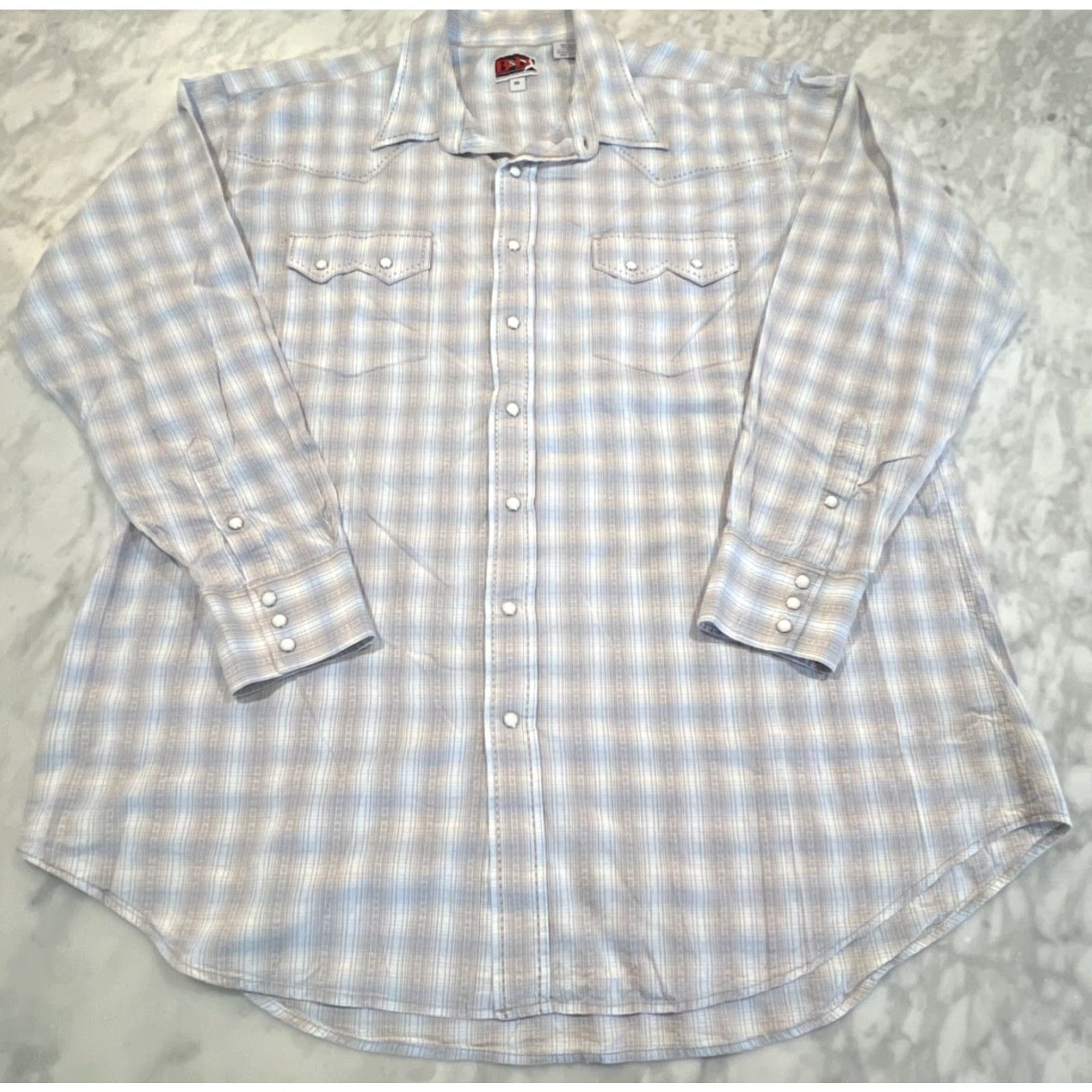 Vintage B&D Panhandle Slim Pearl Snap Shirt Men 2XL Western Cowboy Rockabilly Plaid Long Sleeve Size US XXL / EU 58 / 5 - 2 Thumbnail