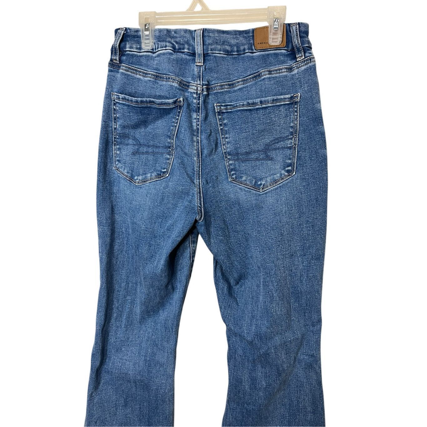 American Eagle Outfitters American Eagle Curvy Super High Rise Flare Distressed Jeans Size 28" / US 6 / IT 42 - 6 Thumbnail