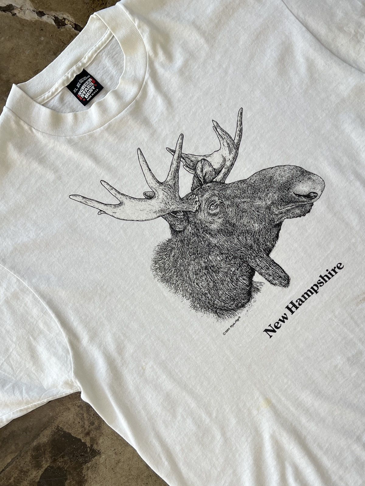 Vintage Vintage 80s New Hampshire Moose Single Stitch Tee XL Size US XL / EU 56 / 4 - 1 Thumbnail