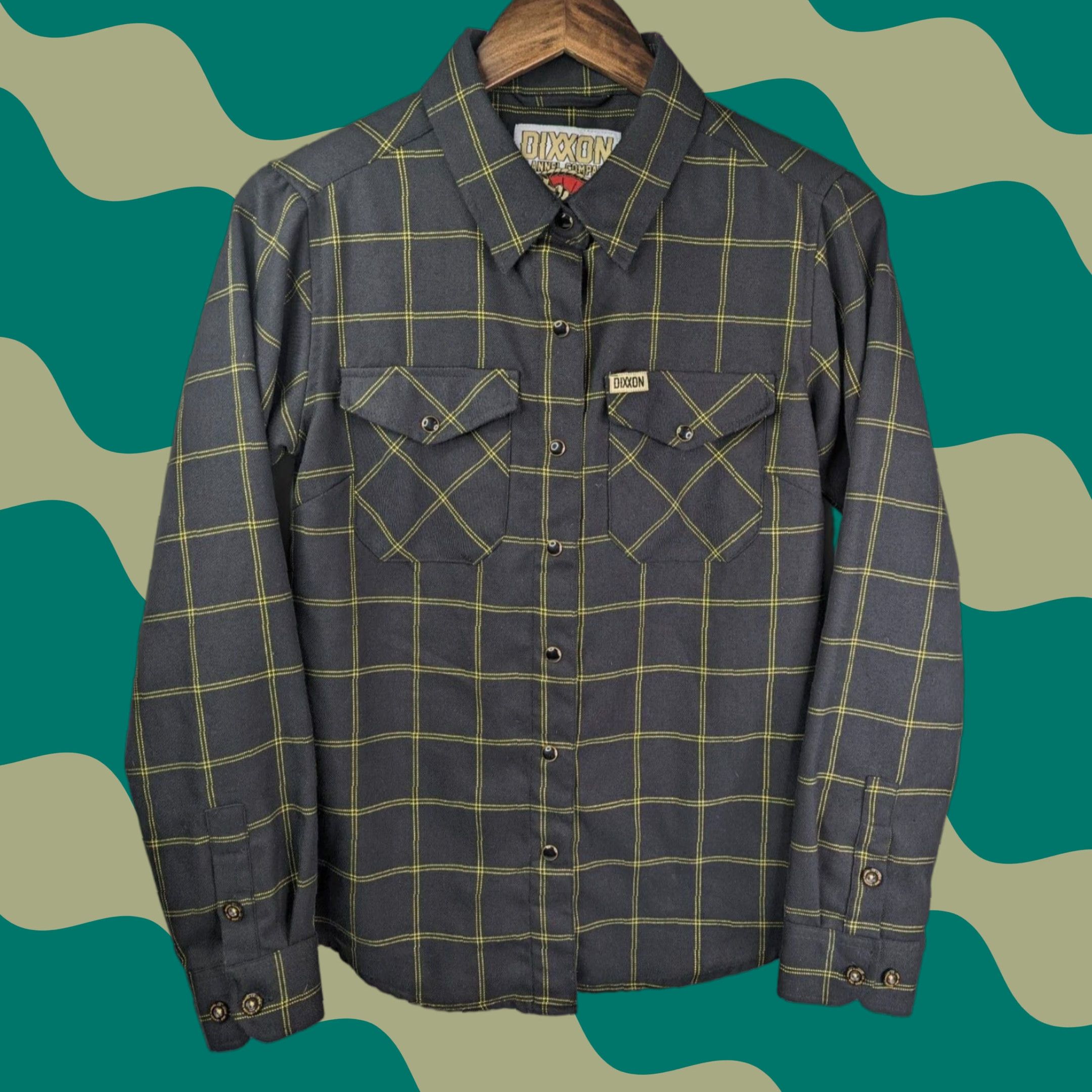 Vintage DIXXON Flannel Shirt Women Long Sleeve Button-Up Snap Black M Medium Stay Gold Tech Company Size M / US 6-8 / IT 42-44 - 1 Thumbnail