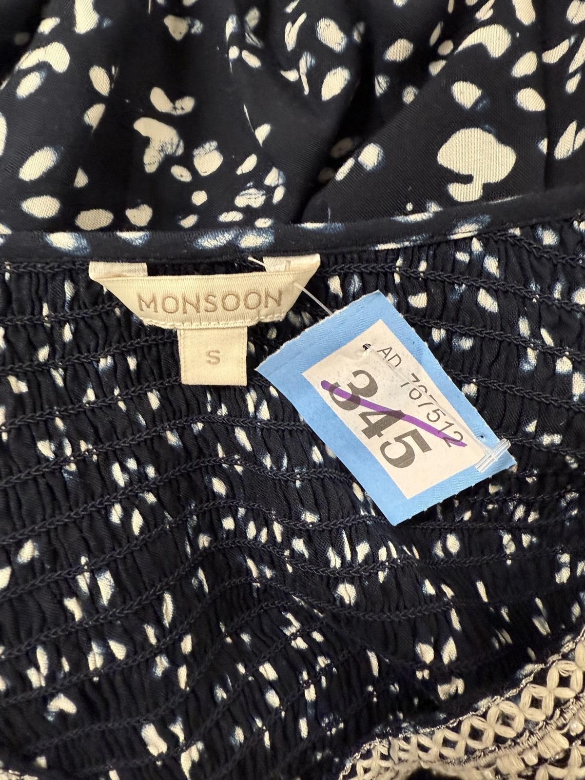 Other Monsoon Black and White Patterned Midi Dress Size S Size S / US 4 / IT 40 - 2 Thumbnail