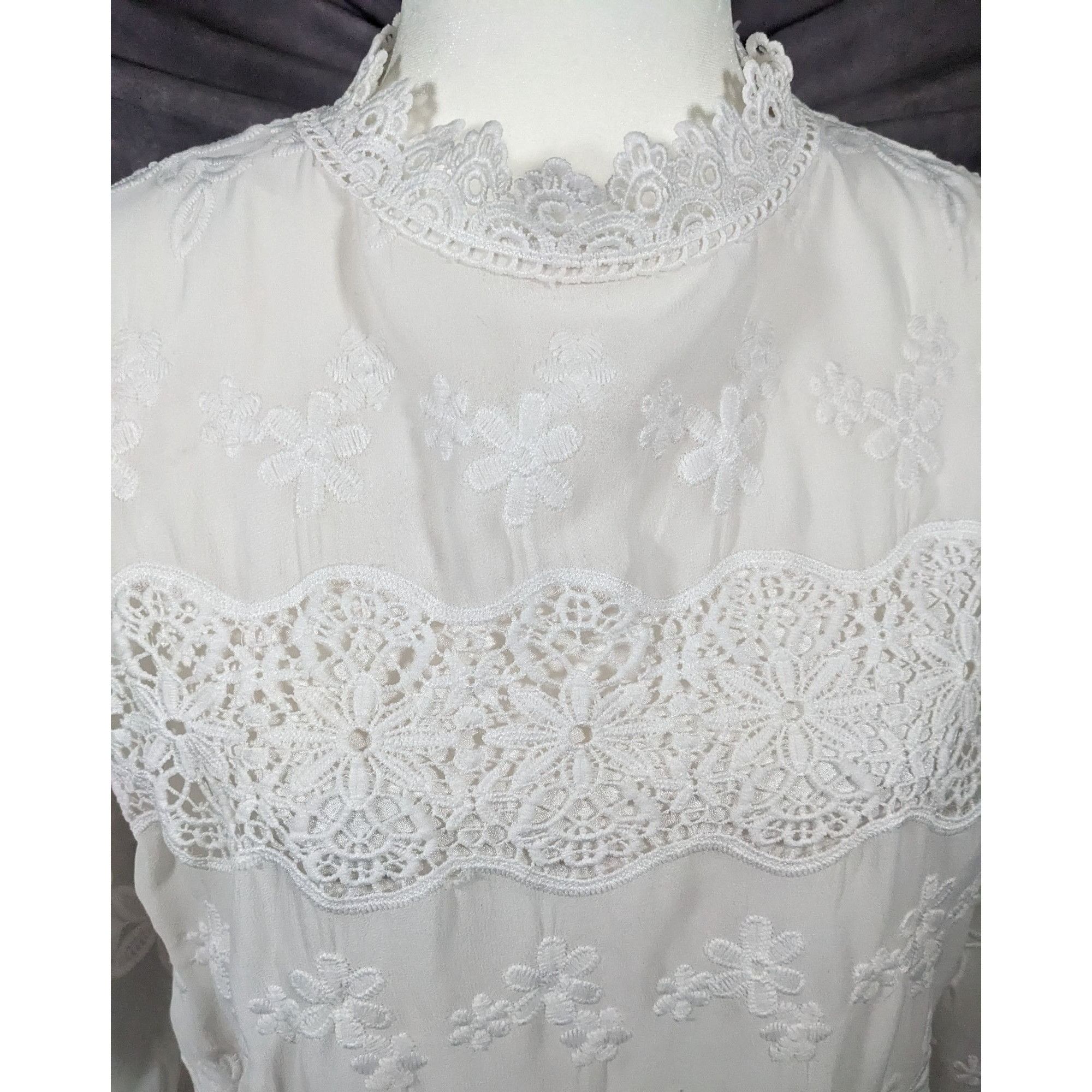 Other Lollipop White Floral Embroidered Vintage Style Top Size Med Size M / US 6-8 / IT 42-44 - 3 Thumbnail