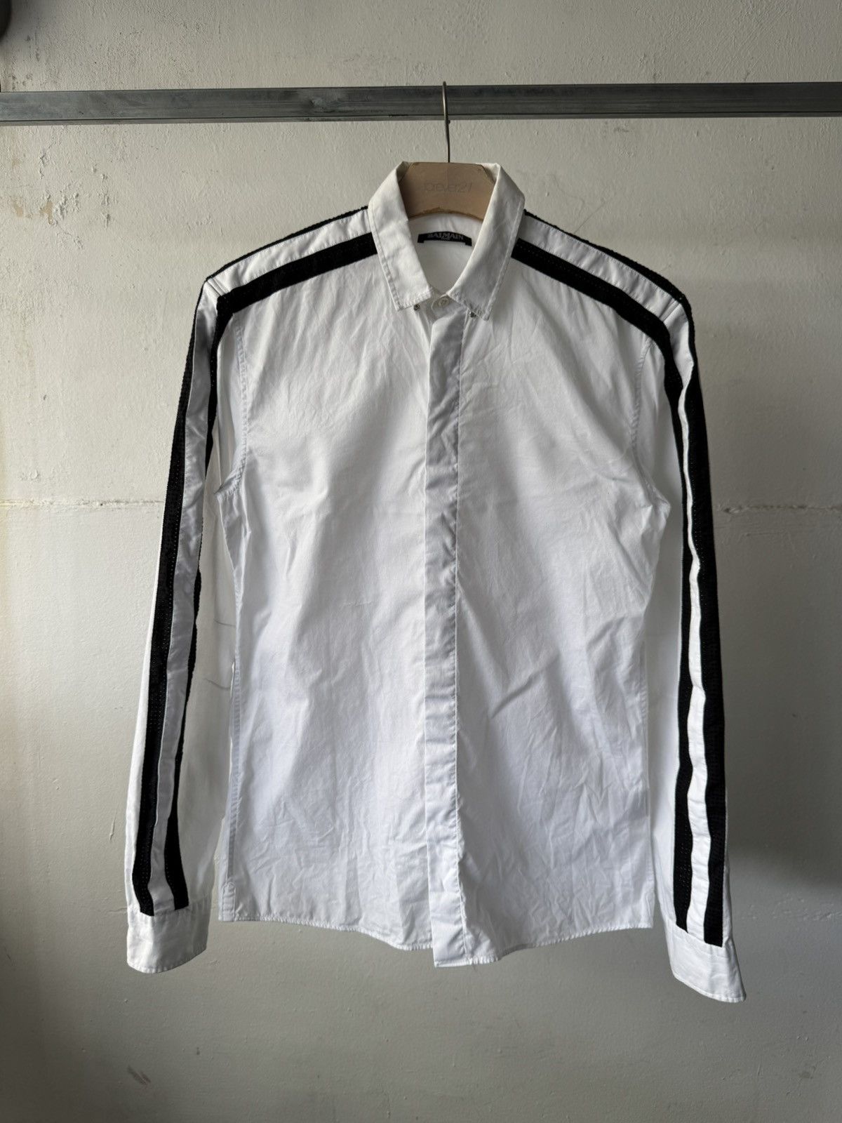 Balmain Balmain Paris Double Black Stripe Button Up Shirt Size US S / EU 44-46 / 1 - 2 Thumbnail