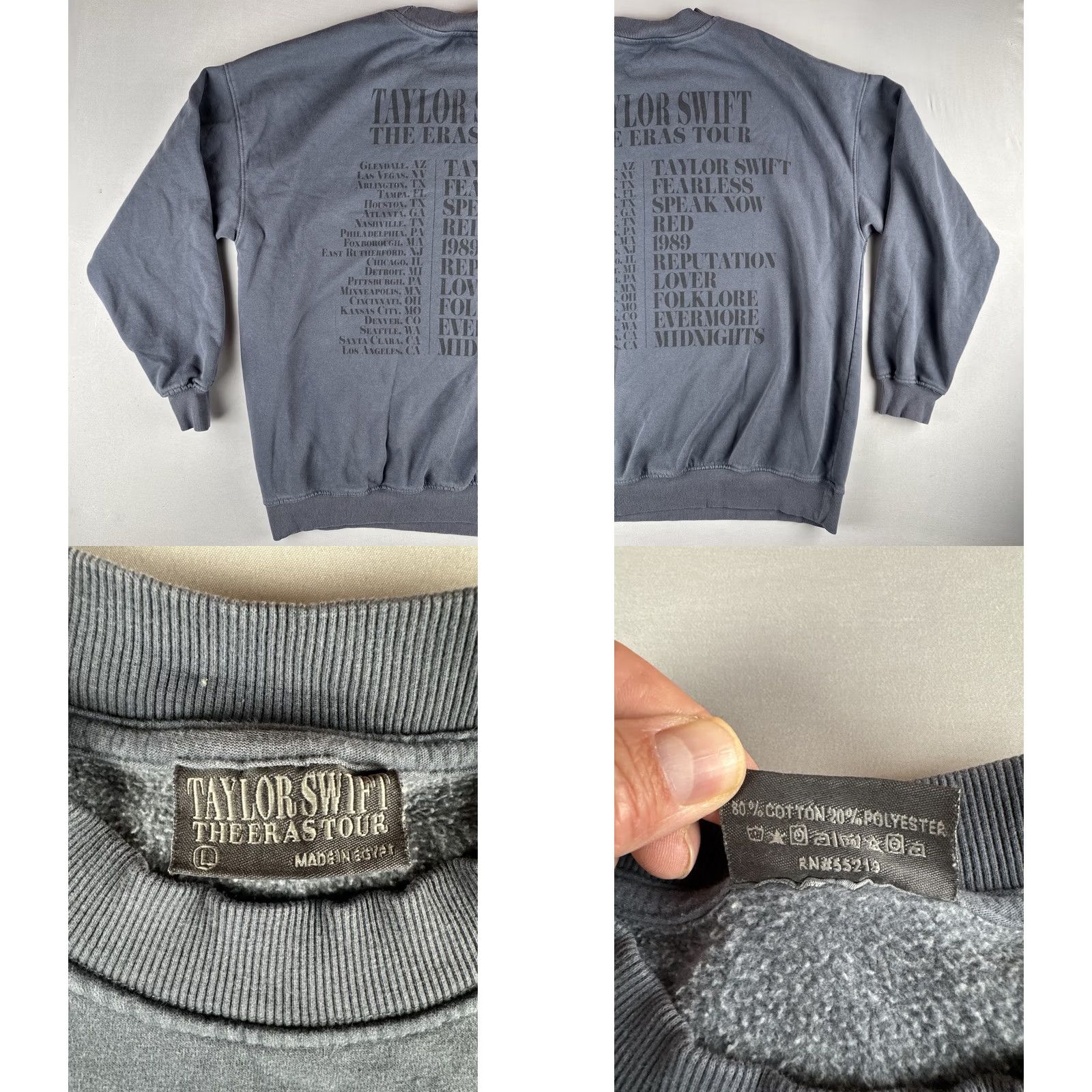 Vintage Taylor Swift The Eras Tour Crewneck Sweatshirt Navy Gray Oversized L Tour Merch Womens Size L / US 10 / IT 46 - 8 Thumbnail