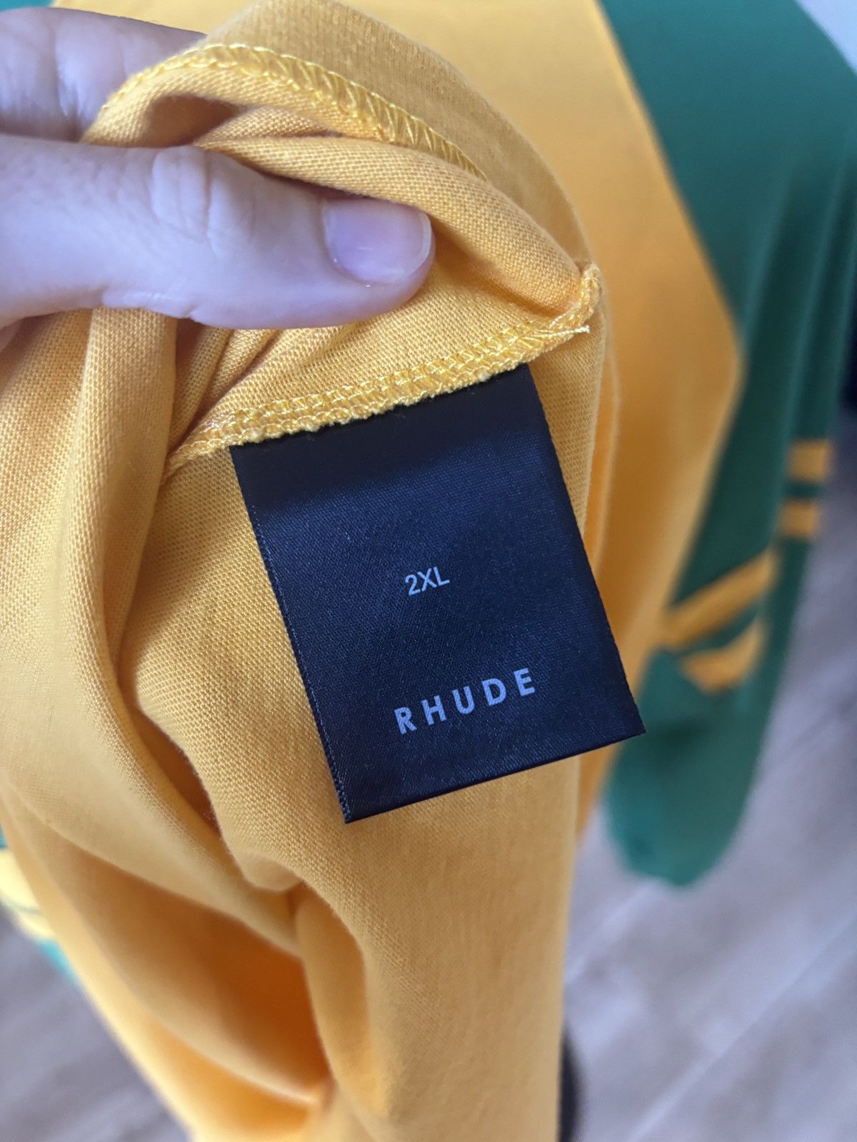 Rhude RHUDE | YELLOW GREEN LOGO JERSEY TEE Size US XXL / EU 58 / 5 - 9 Thumbnail