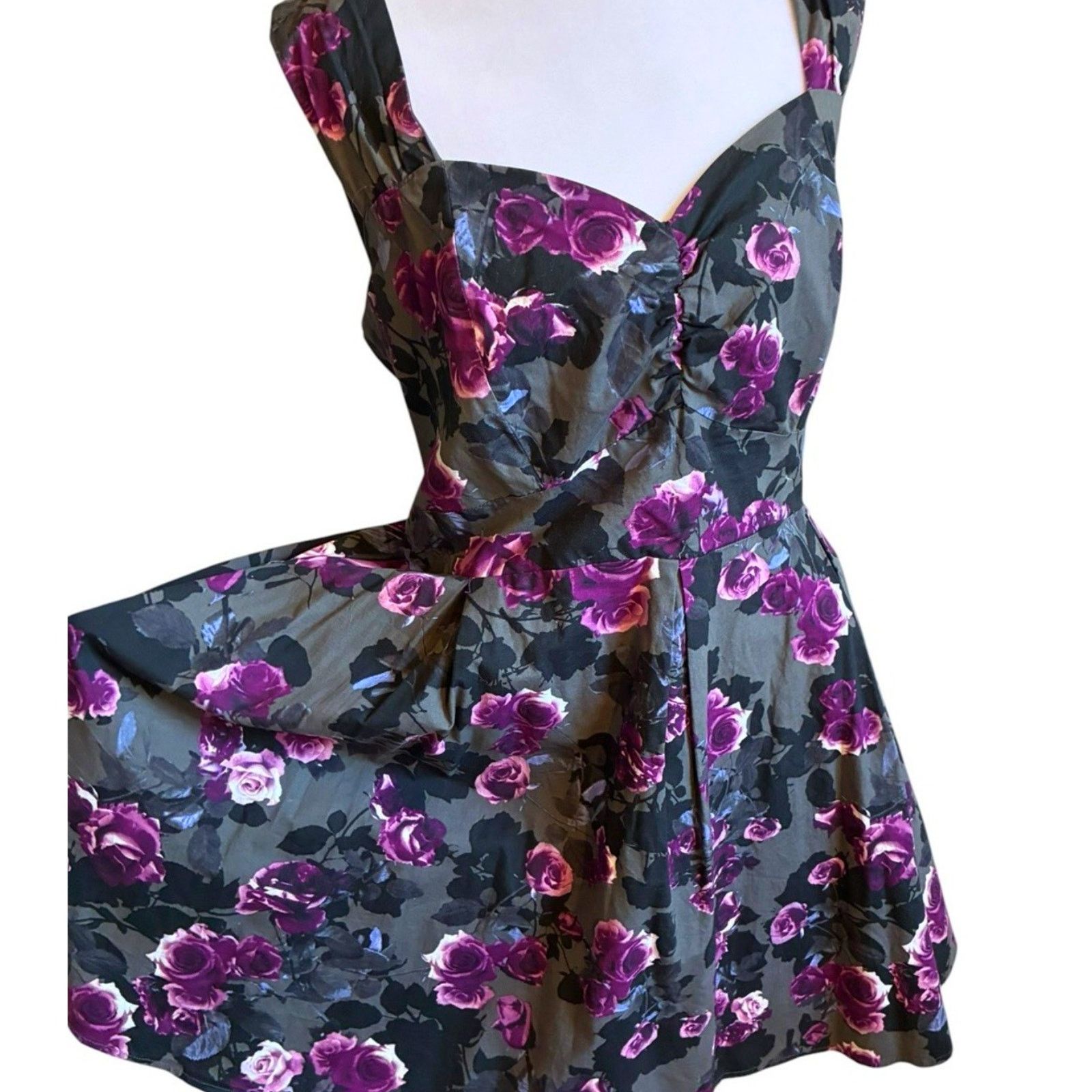 Hot Topic Hot Topic Y2K Purple Roses Fit Flare Mini Dress 2XLTie Back Size XXL / US 16-18 / IT 52-54 - 15 Thumbnail