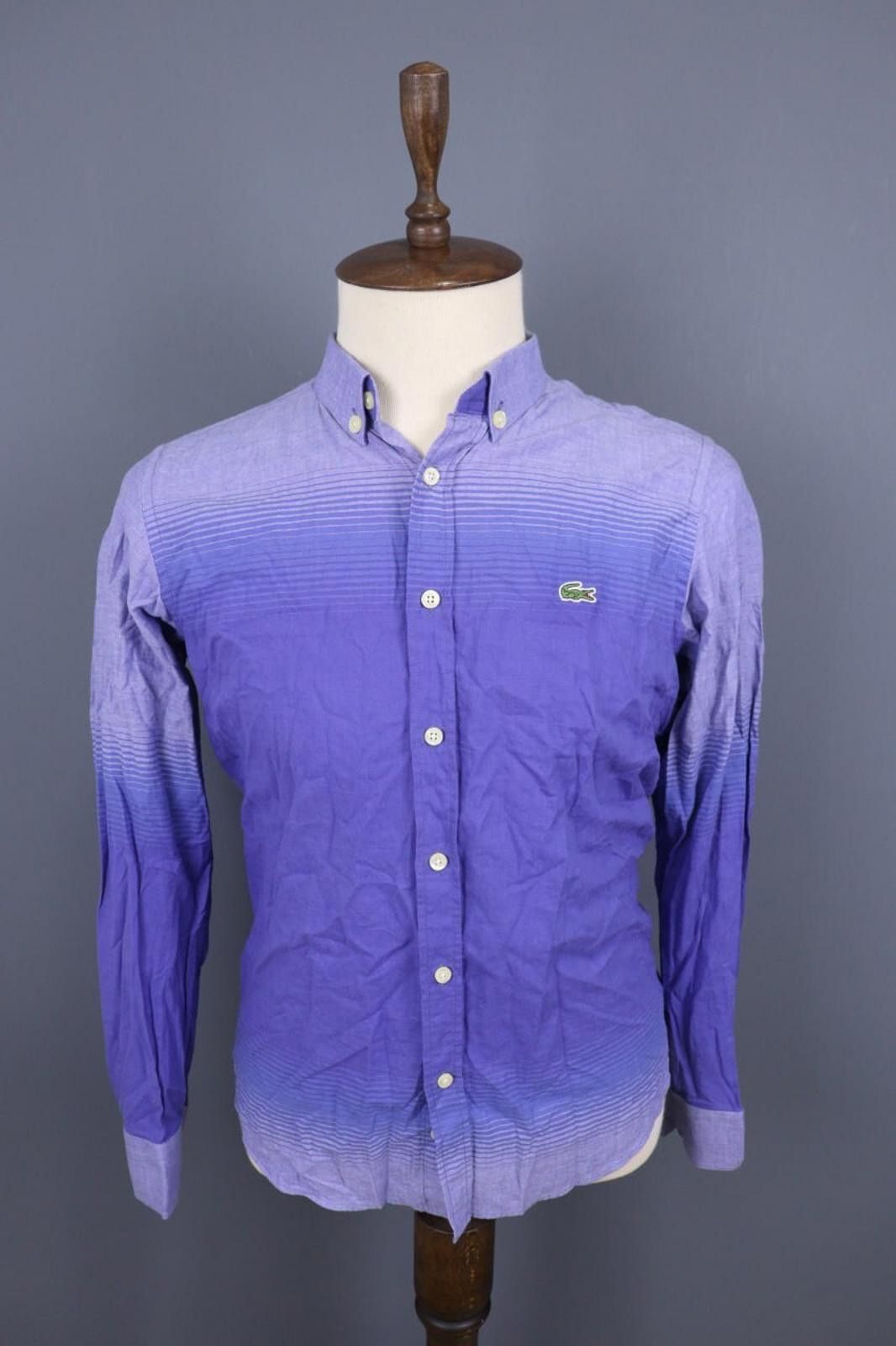 Lacoste Lacoste Slim Fit Regular Fit Blue Striped Up Shirt Size 43 Size US M / EU 48-50 / 2 - 1 Thumbnail