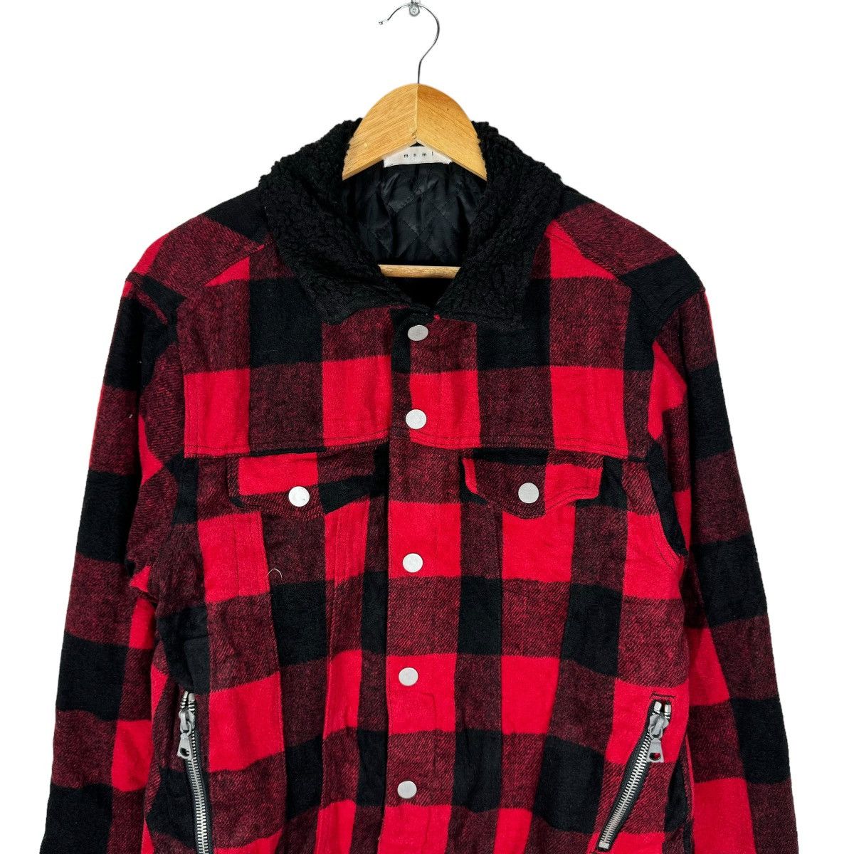 Japanese Brand ☀️MNML BIKERS RED TARTAN BUTTON JACKET Size US L / EU 52-54 / 3 - 2 Thumbnail
