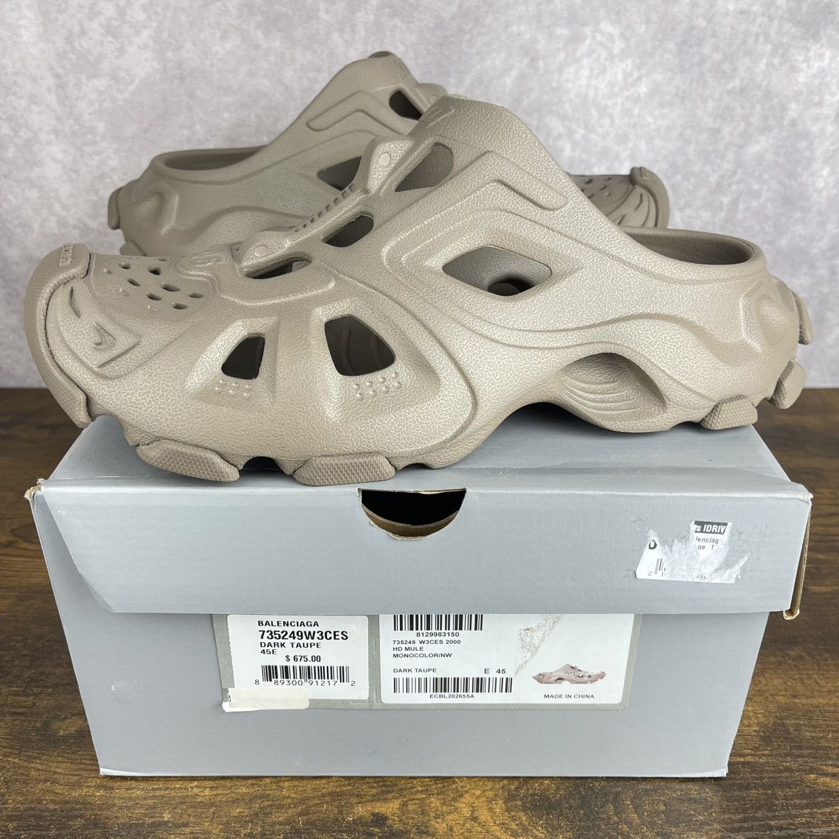 Balenciaga NEW Balenciaga HD Mule Dark Beige Mens Designer Slip-On Shoe Size US 12 / EU 45 - 2 Thumbnail
