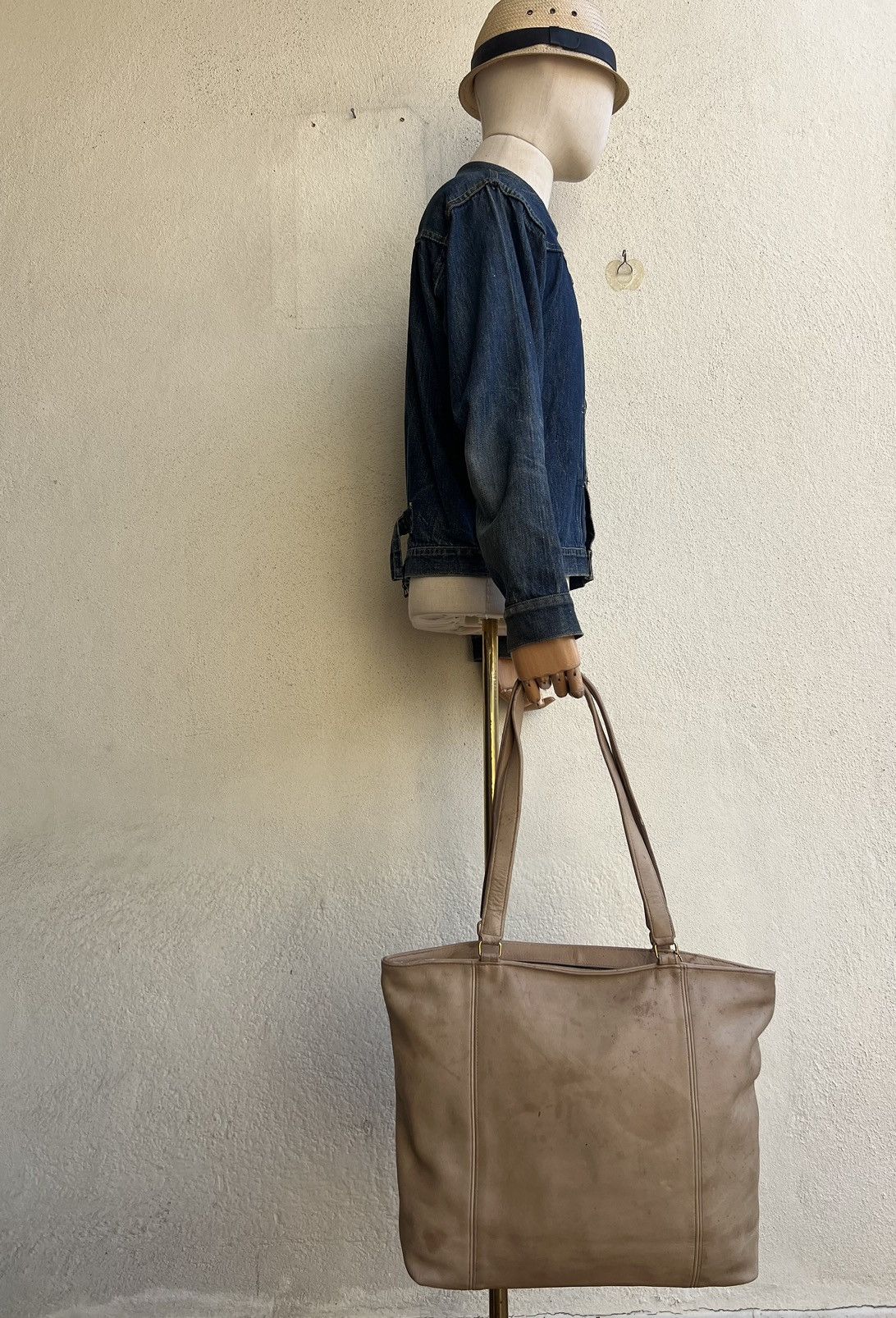 Coach × Leather Vintage 90s COACH Distress Stains Patina Leather Tote Bag Size ONE SIZE - 3 Thumbnail