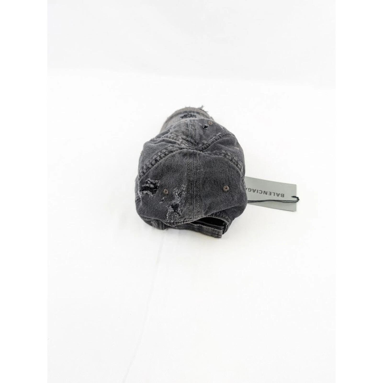 Balenciaga o1rshd1 Q:3 / Distressed Logo Cap / Hat in Charcoal Size ONE SIZE - 9 Thumbnail