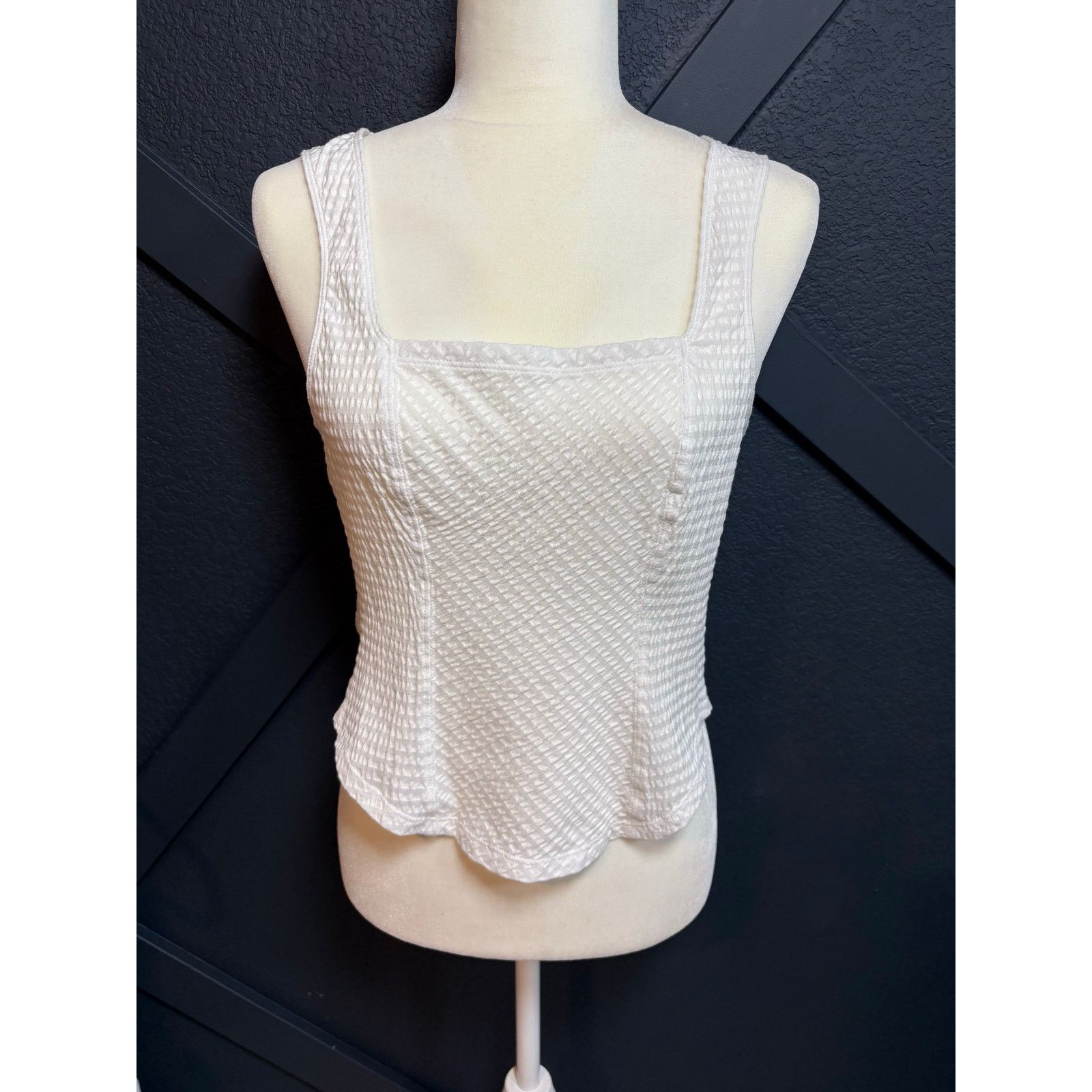 Other Maeve Anthropologie White Textured Tank Top Medium #0552 Size M / US 6-8 / IT 42-44 - 2 Thumbnail