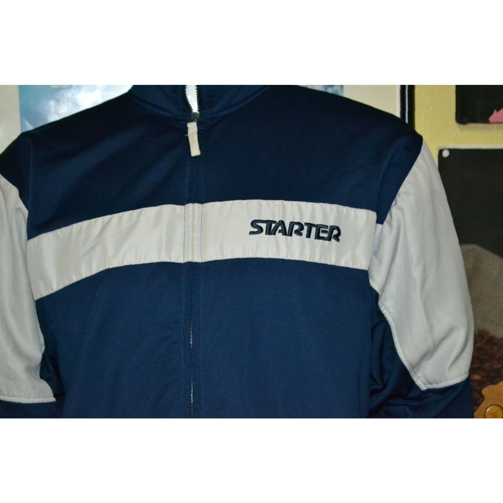 Starter VTG Starter Blue Track Jacket Medium Full Zip Athletic Men M Blue 90s 80s Shirt? Size US M / EU 48-50 / 2 - 2 Thumbnail
