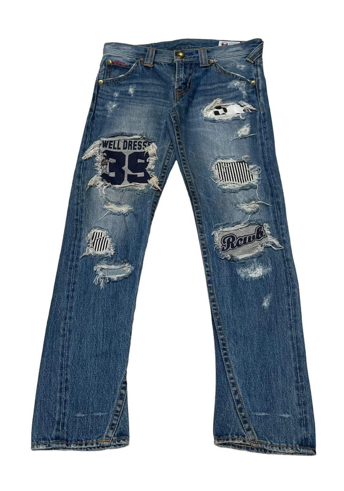 Japanese Brand × Vintage Vintage Japanese Brand Rodeo Crowns Patchwork Jeans 1990s Size US 30 / EU 46 - 1 Thumbnail