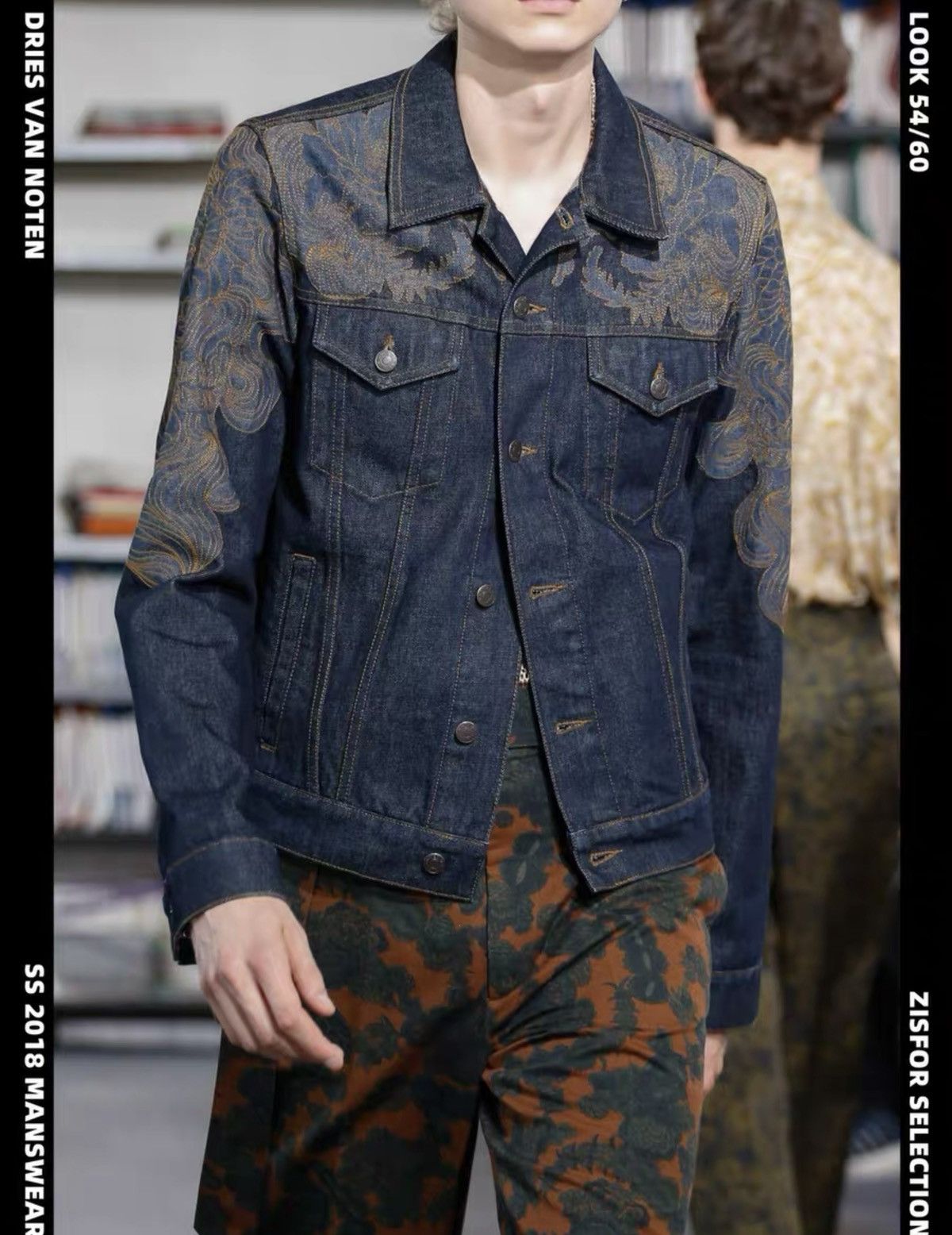Dries Van Noten DRIES VAN NOTEN 2018 Runway Embroidered Denim Jacket Size US L / EU 52-54 / 3 - 1 Thumbnail