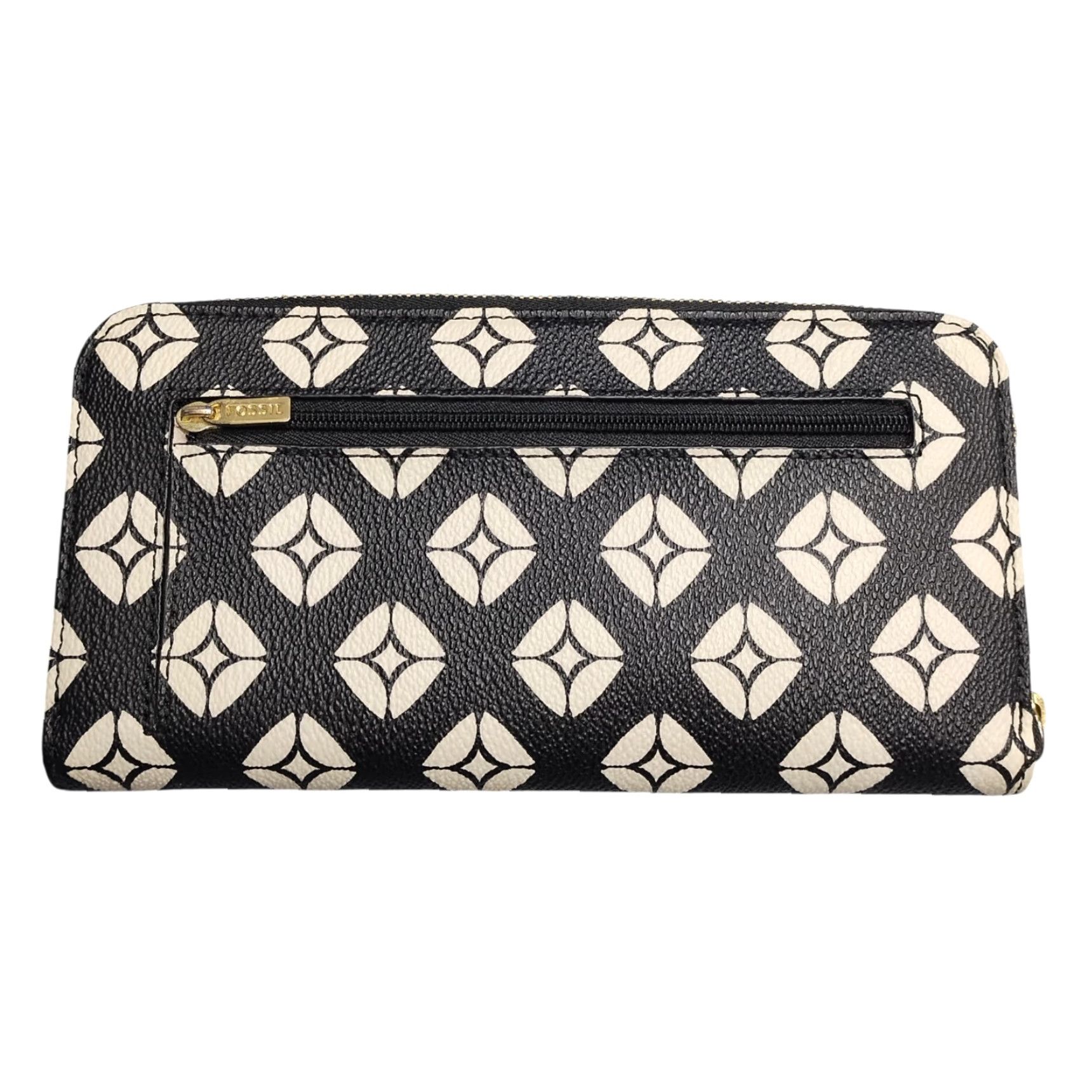 Fossil Fossil Wallet Geometric Print Leather Zipper Closure Black & White Womens Size ONE SIZE - 2 Thumbnail