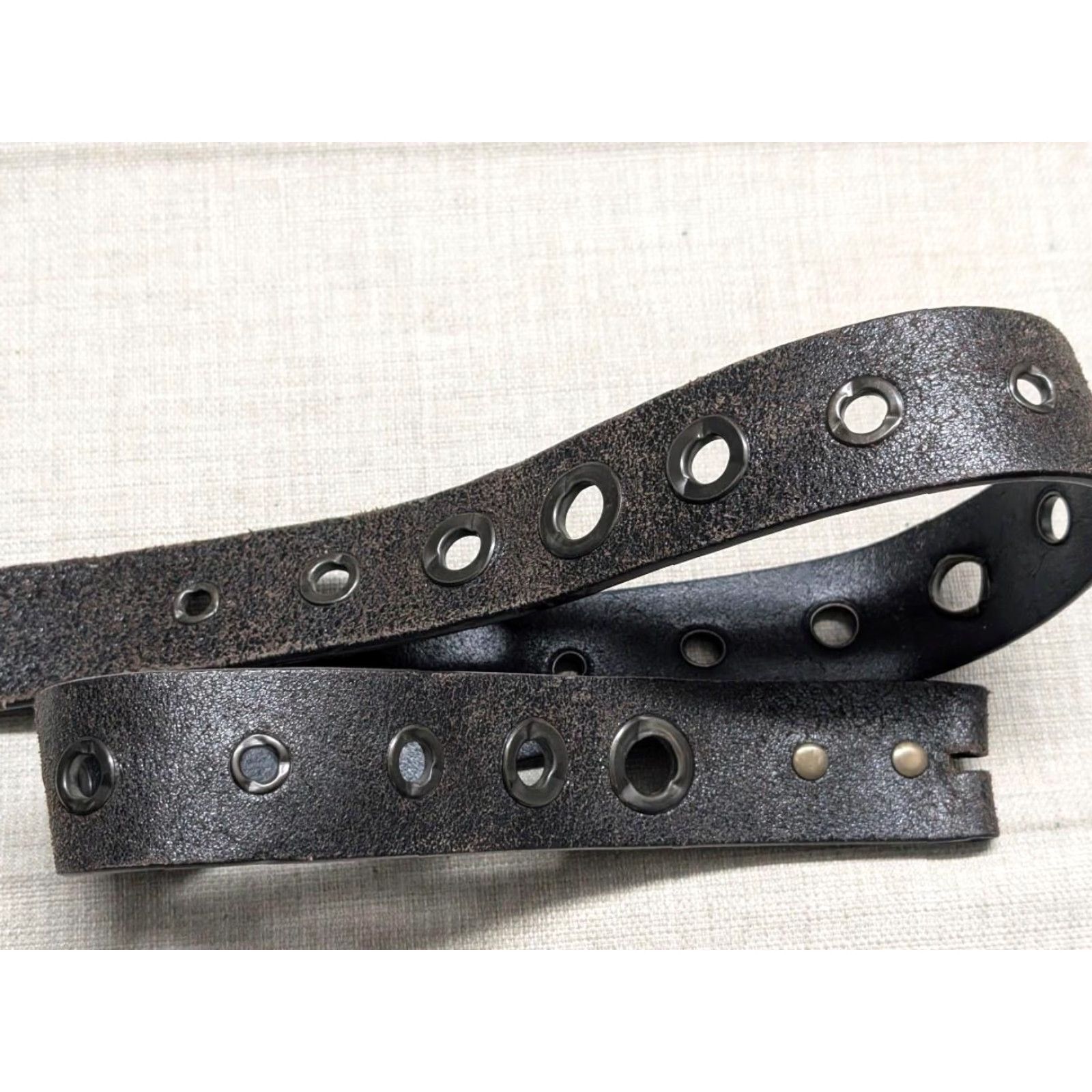 Hot Topic VINTAGE brown leather belt RIVTED studded western belt buckle 32 Men Size 32 - 6 Thumbnail