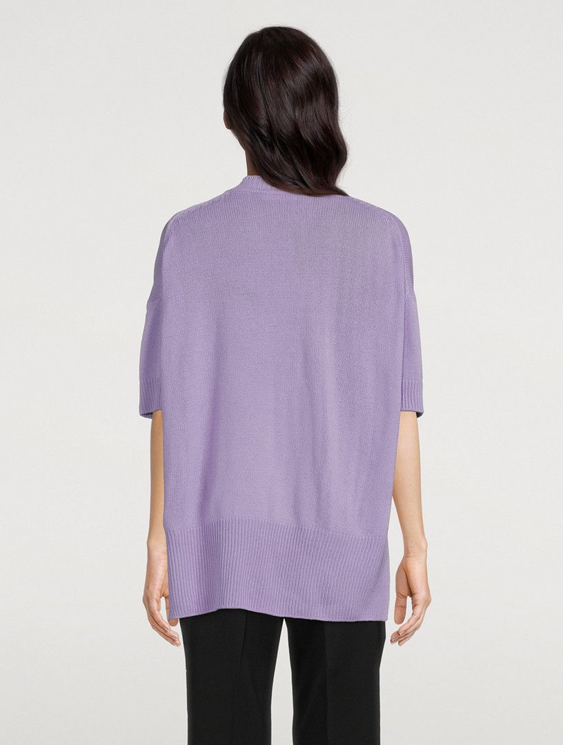 Jil Sander o1y1025 Short Sleeves Cashmere Blend Sweater in Mauve Size S / US 4 / IT 40 - 3 Thumbnail