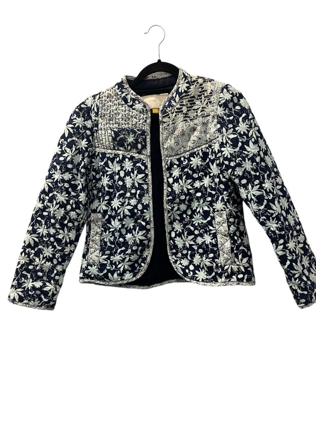 Anthropologie Leifsdottir Sz 10 Quilted Floral Beaded Jacket