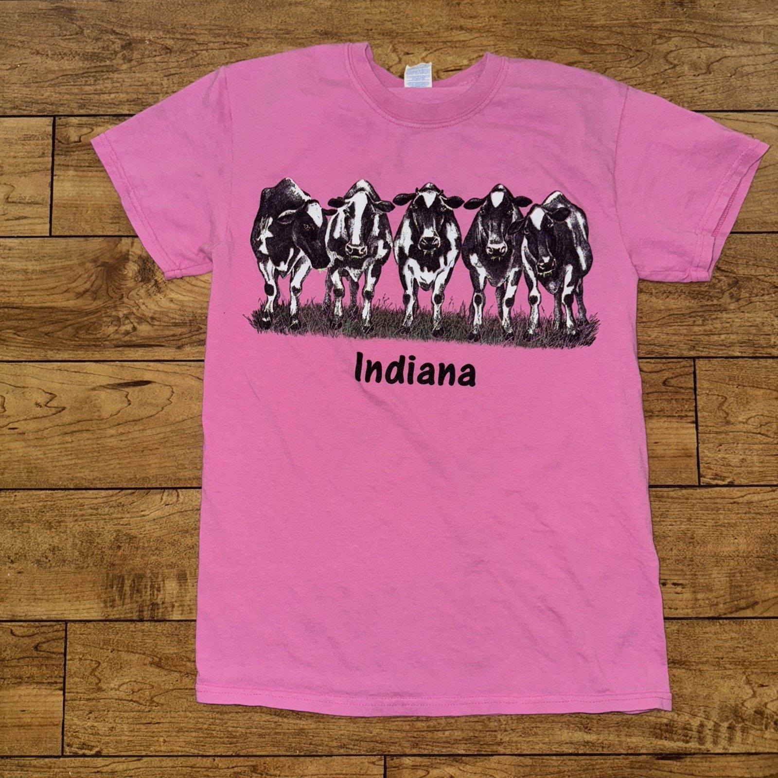 Band Tees Vintage Indiana Cow T-Shirt Small 17x25 Pink Double Sided Size US S / EU 44-46 / 1 - 1 Thumbnail