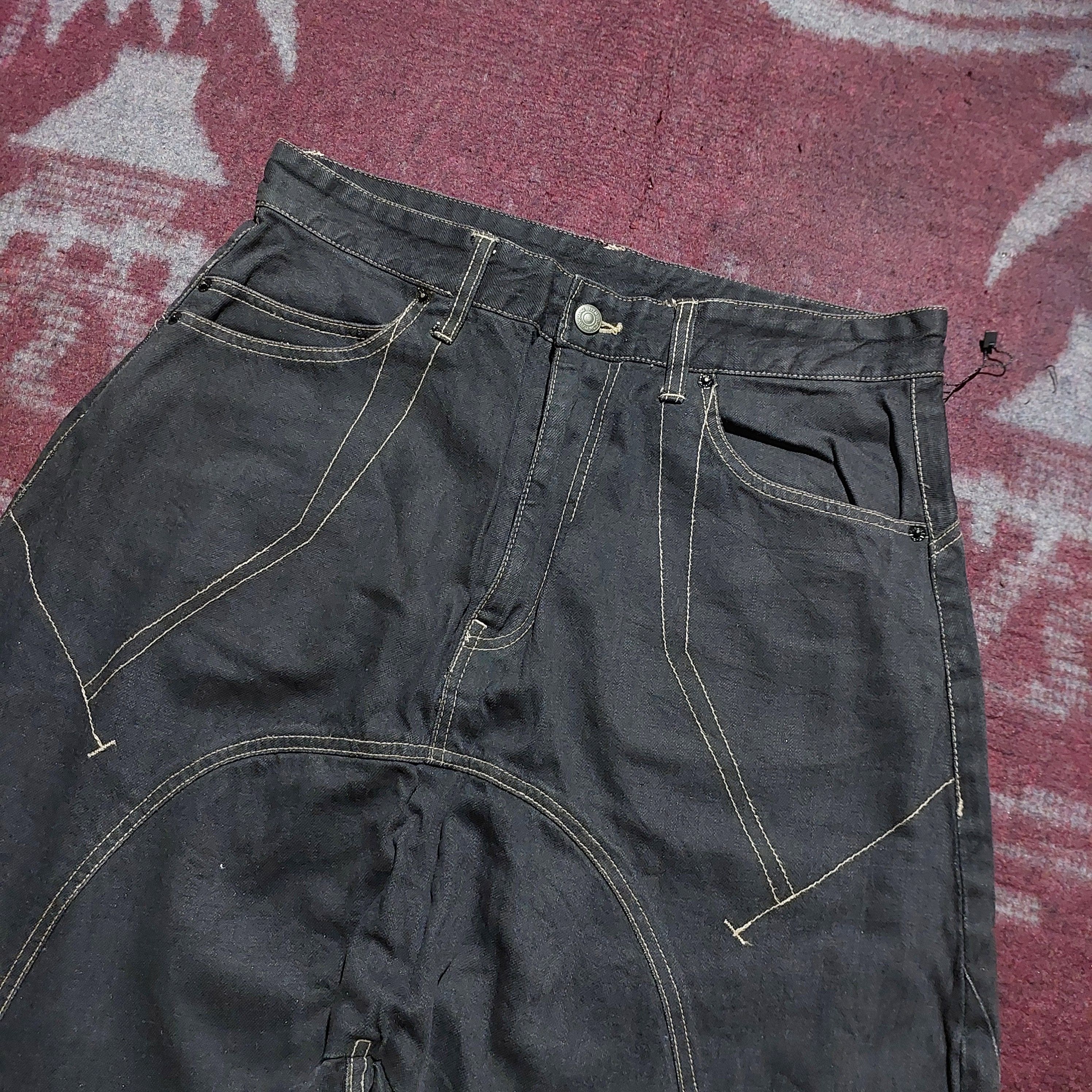 PPFM PPFM japan black skinny dropcrotch denim pants Size US 33 - 4 Thumbnail