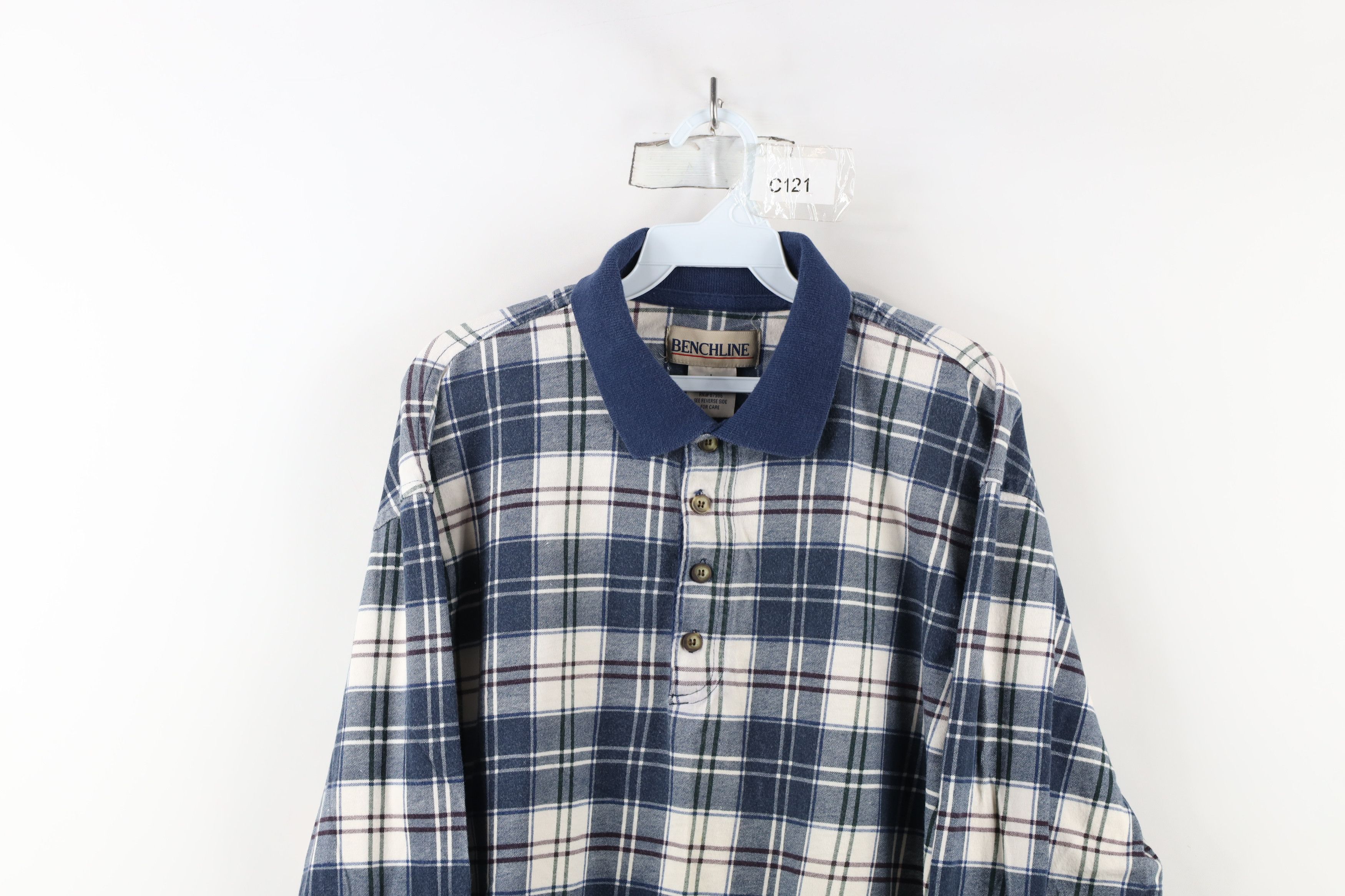 Vintage Vintage 90s Streetwear Long Sleeve Rugby Polo Shirt Plaid Size US L / EU 52-54 / 3 - 2 Thumbnail