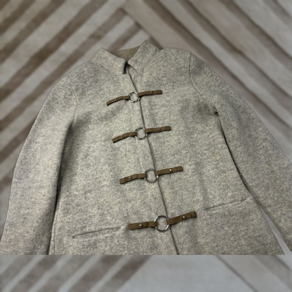 Vintage Mirabell Salzburg 100% Wool Toggle Coat Womens US 16 Gray Knit Overcoat Regular Pockets Size XXL / US 16-18 / IT 52-54 - 1 Thumbnail