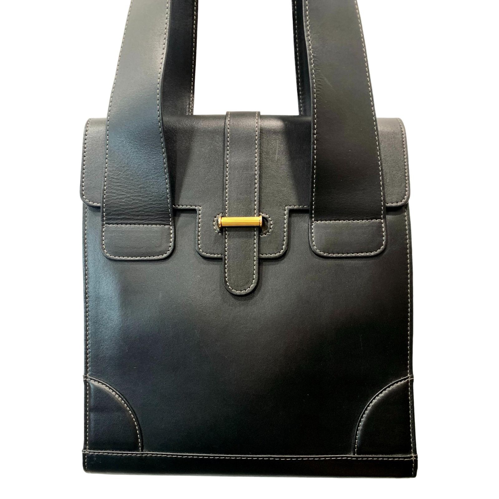 Genuine Leather × Vintage Vintage Silvani Italy Black Leather Structured Shoulder Bag Size ONE SIZE - 11 Thumbnail