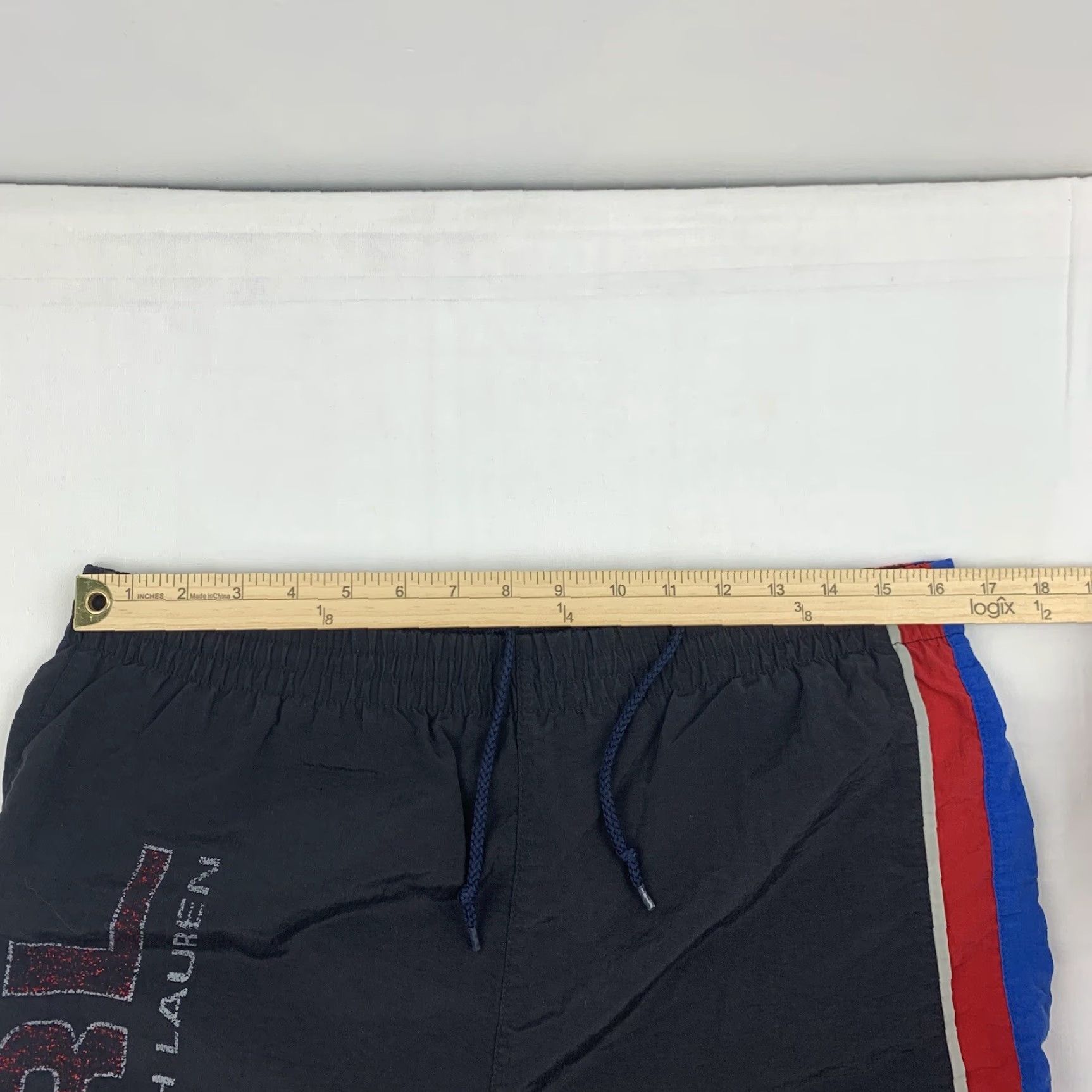Chaps VINTAGE Chaps Ralph Lauren Swim Trunks Men M Black 90s Big Logo Spellout Size US 31 - 5 Thumbnail