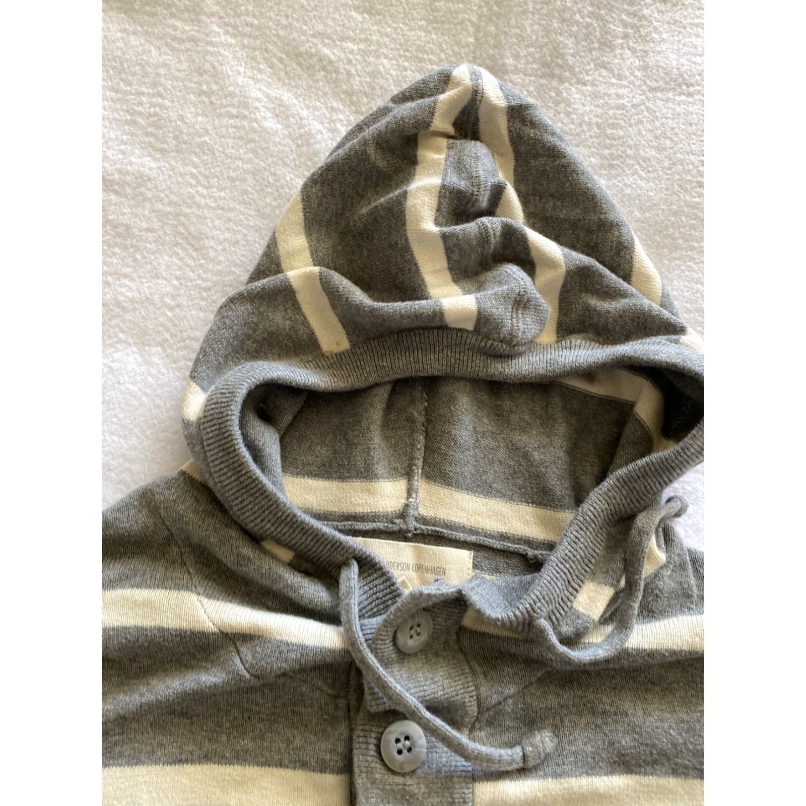 JW Anderson Frederik Anderson Copenhagen Hoodie Men L Gray Striped Sweatshirt Hooded Long Sleeve Size US L / EU 52-54 / 3 - 2 Thumbnail