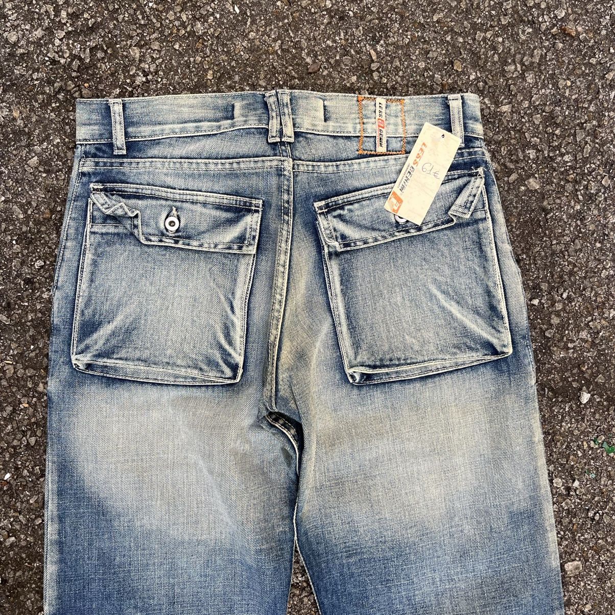 If Six Was Nine Cargo Jeans Multi Pocket Faded Washed Blue Denim Pants Size US 30 / EU 46 - 10 Thumbnail
