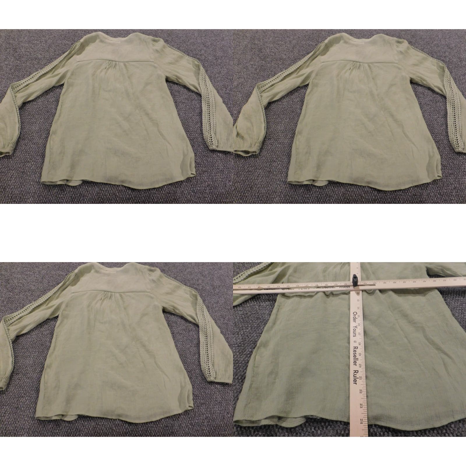 Vintage Impressions Blouse Womens Small Green Crew Neck Pullover Long Sleeve Button Top Casual Shirt Size S / US 4 / IT 40 - 8 Thumbnail