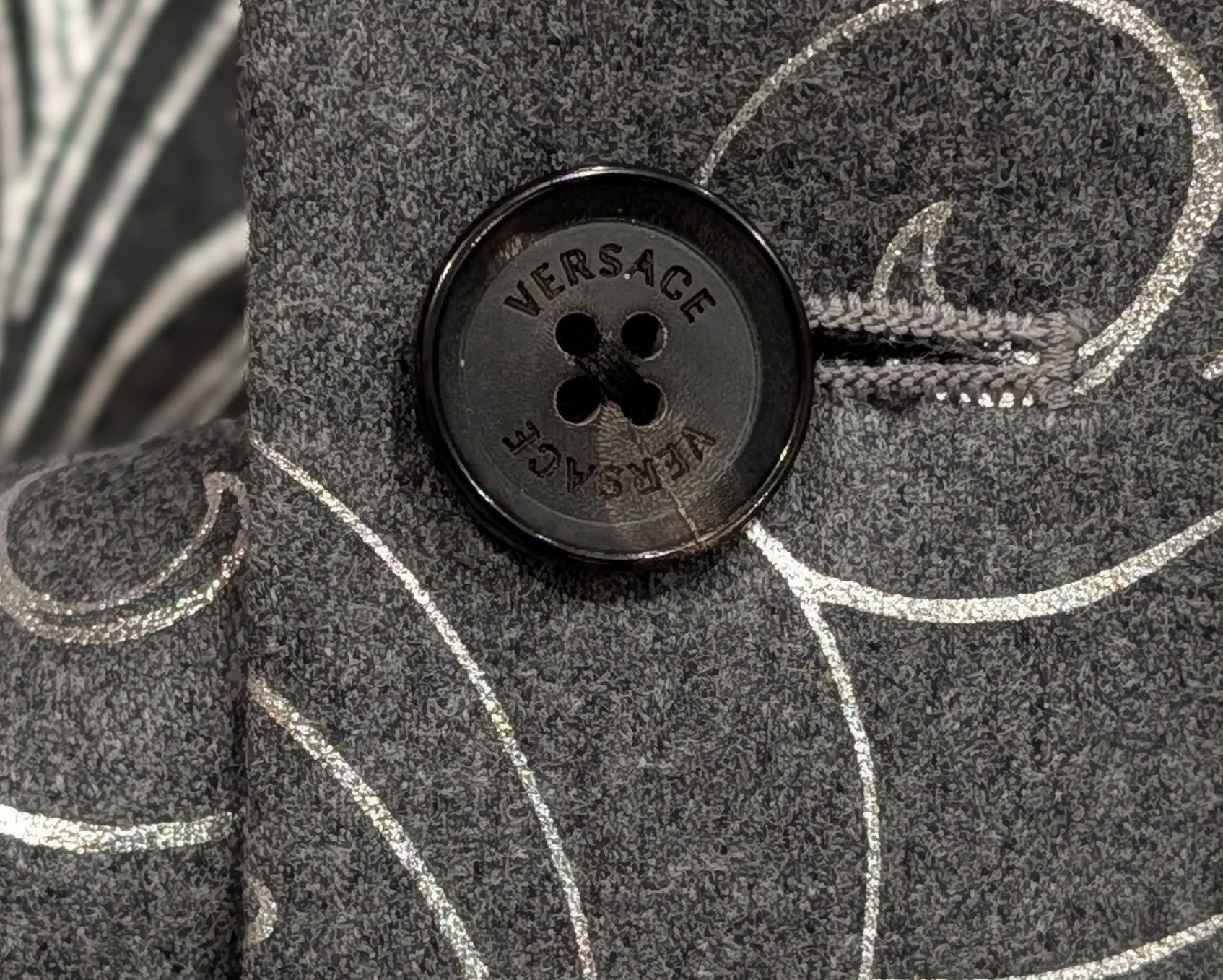Versace VERSACE Baroque Overlay Wool Sport Coat Silver 54 US 44R Size 44R - 6 Thumbnail