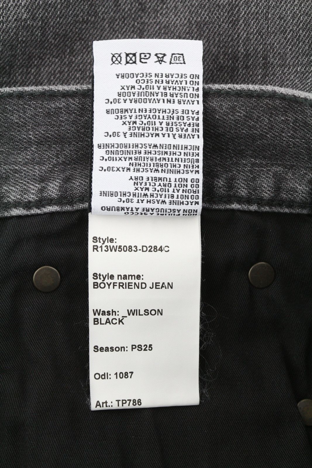 R13 BOYFRIEND 26 Wilson Black Whiskers Faded Zip PS25 86681 Size 26" / US 2 / IT 38 - 9 Thumbnail