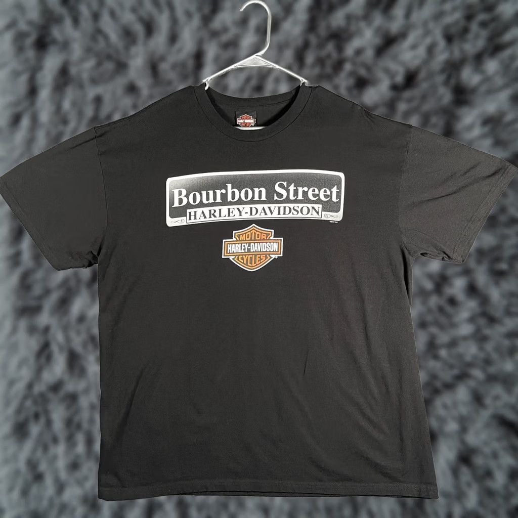 Harley Davidson VINTAGE Harley-Davidson Shirt Mens XL Black Bourbon Street New Orleans Motorcycle Tee Size US XL / EU 56 / 4 - 1 Thumbnail