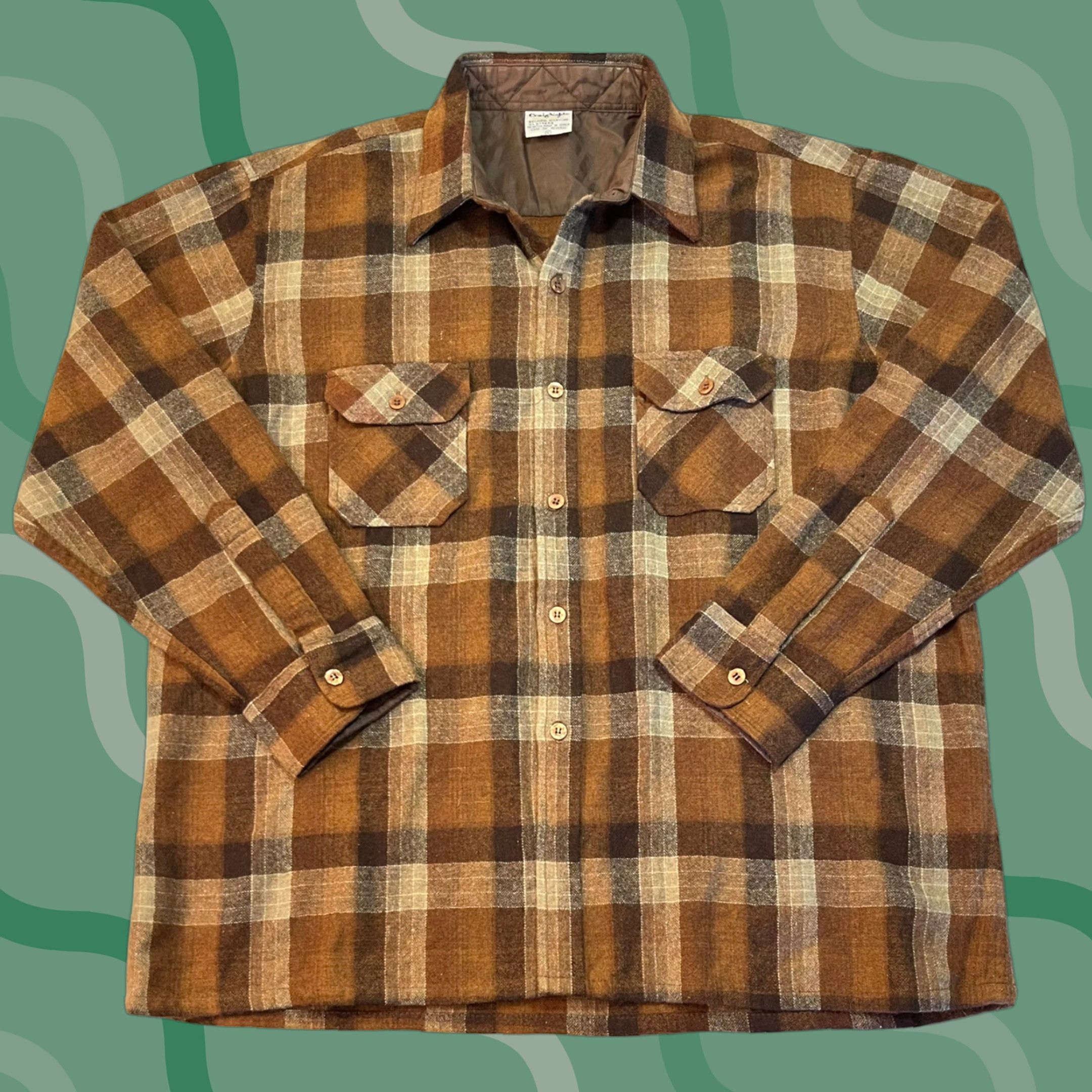 Vintage VINTAGE Craig Noble Wool Flannel Button-Up Shirt XL Brown Plaid 70s 80s Mens Size US XL / EU 56 / 4 - 1 Thumbnail
