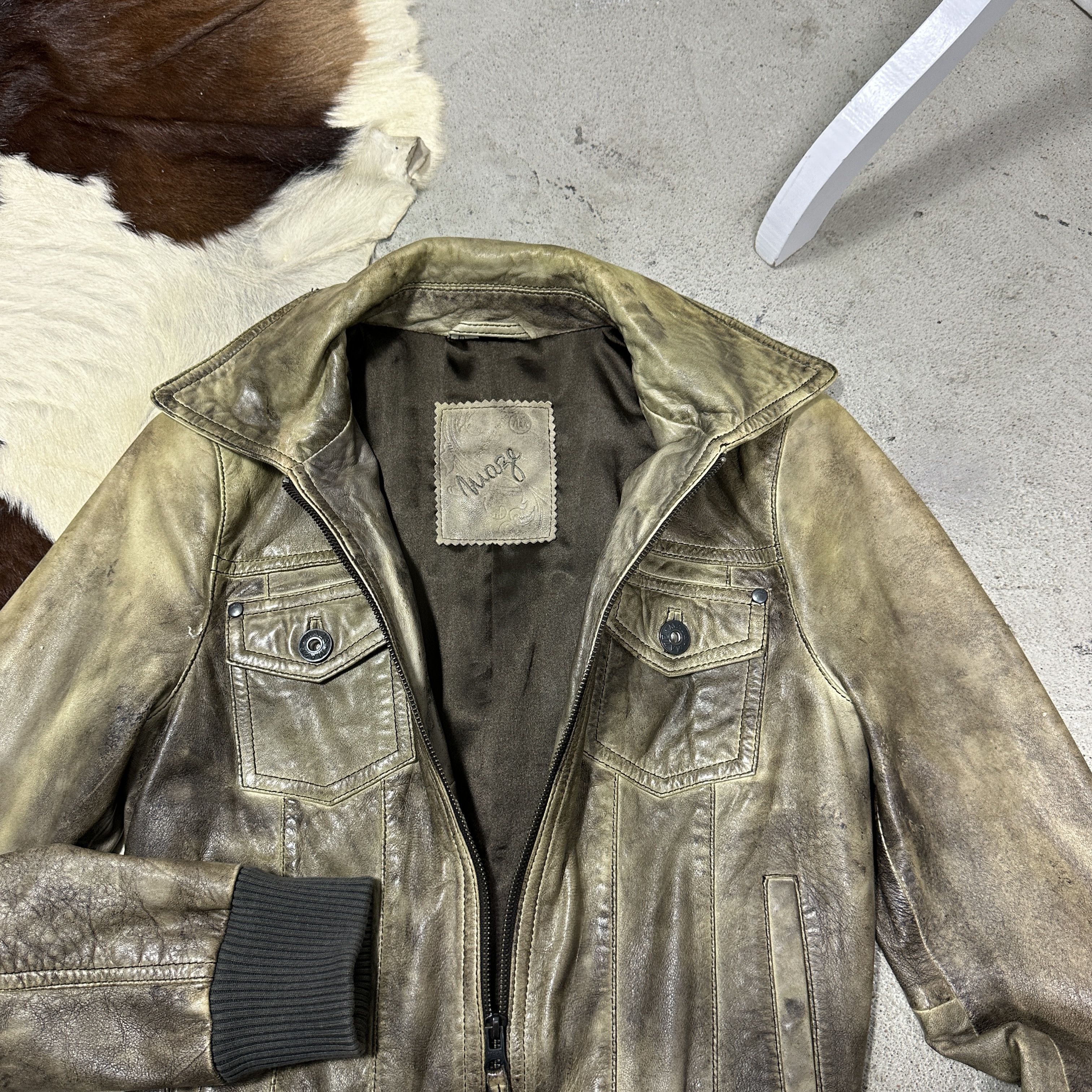 Vintage Vintage Leather Biker Moto Fitted Washed Jacket 00s Size US S / EU 44-46 / 1 - 5 Thumbnail