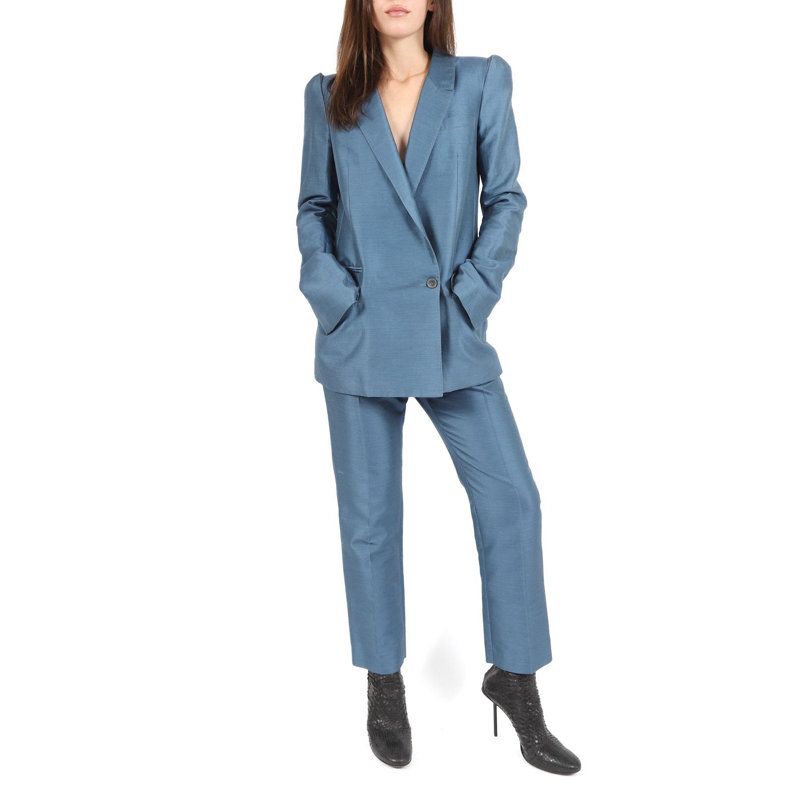 Haider Ackermann FW17 Oversized 3D Shoulder Blazer in Blue Cotton Size XS / US 0-2 / IT 36-38 - 4 Thumbnail