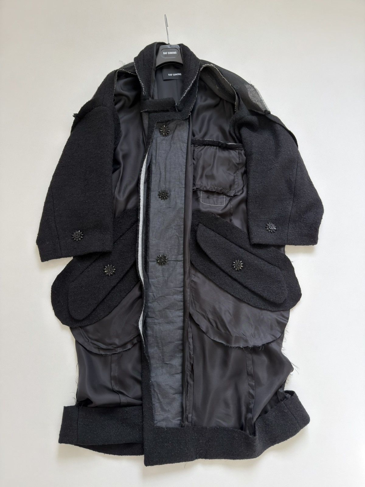 Raf Simons S/S 19 Black ‘Big Lining Coat With Wool Sleeves’ Size US M / EU 48-50 / 2 - 1 Thumbnail
