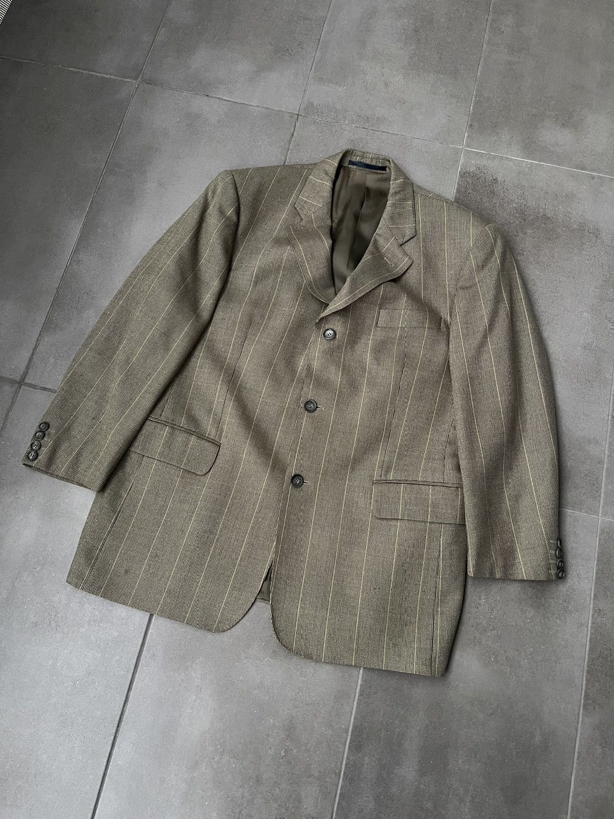 Burberry Vintage Burberry Striped Grey Brown Wool Blazer Size US M / EU 48-50 / 2 - 2 Thumbnail