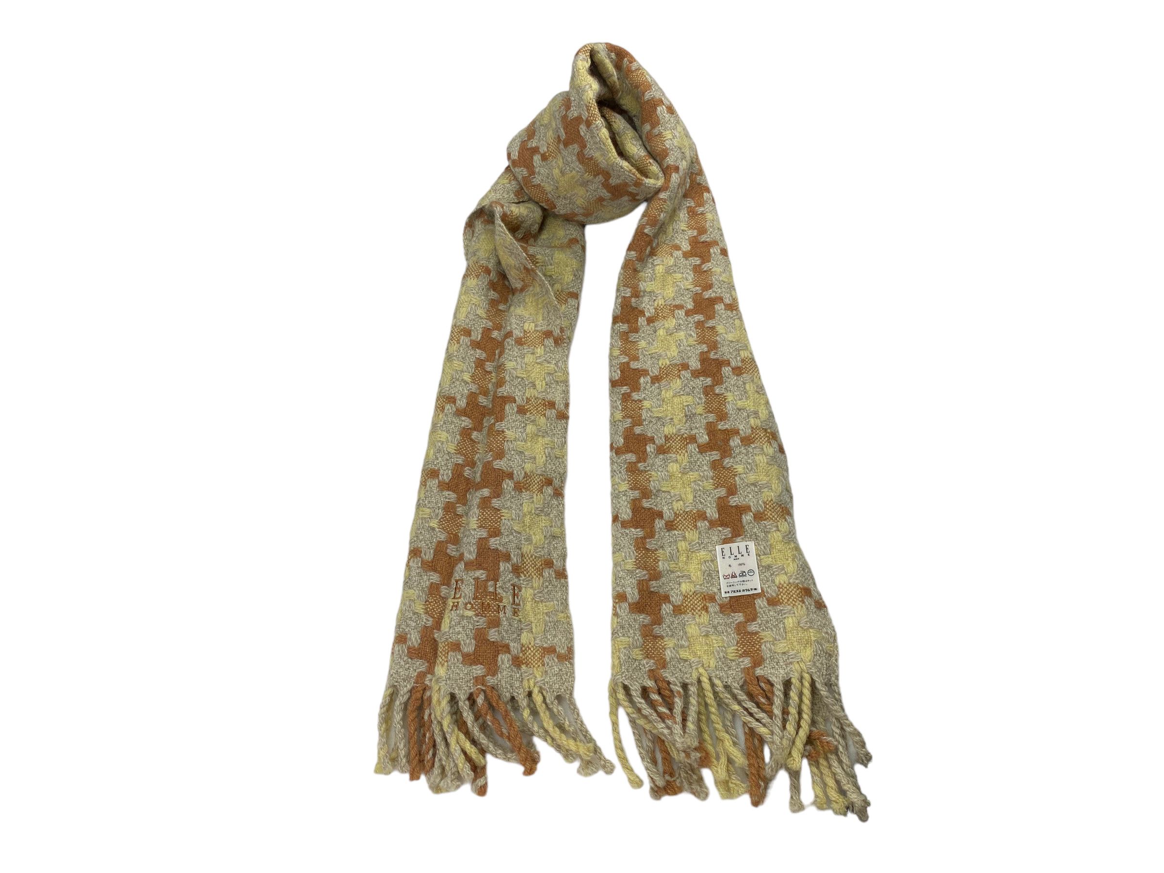 Vintage Vintage ELLE Homme Scarf – 90s Pure Wool Retro Muffler Size ONE SIZE - 1 Thumbnail